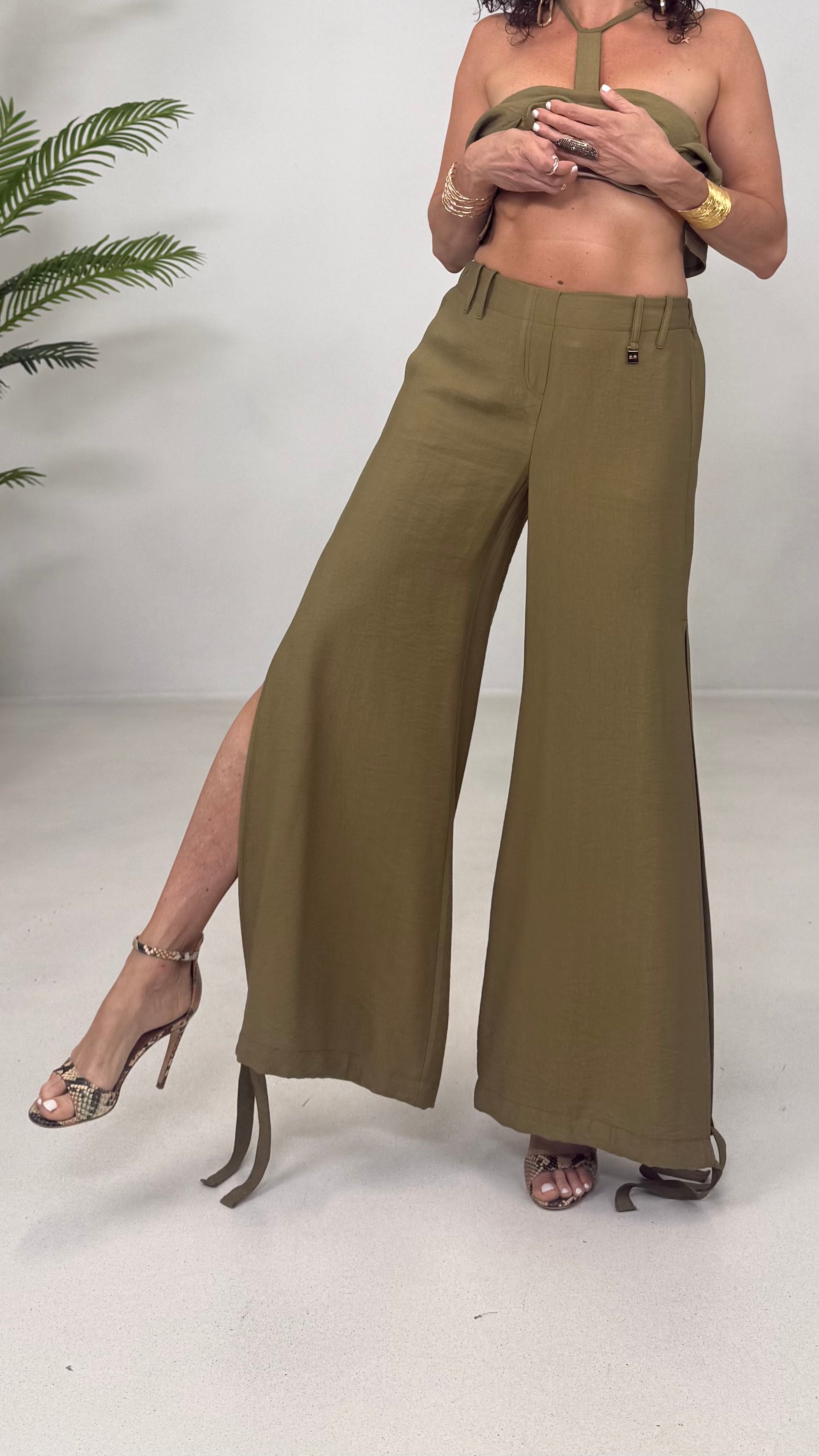 PANTALONE ODALISCA CON SPACCHI IN VISCOSA CRASH