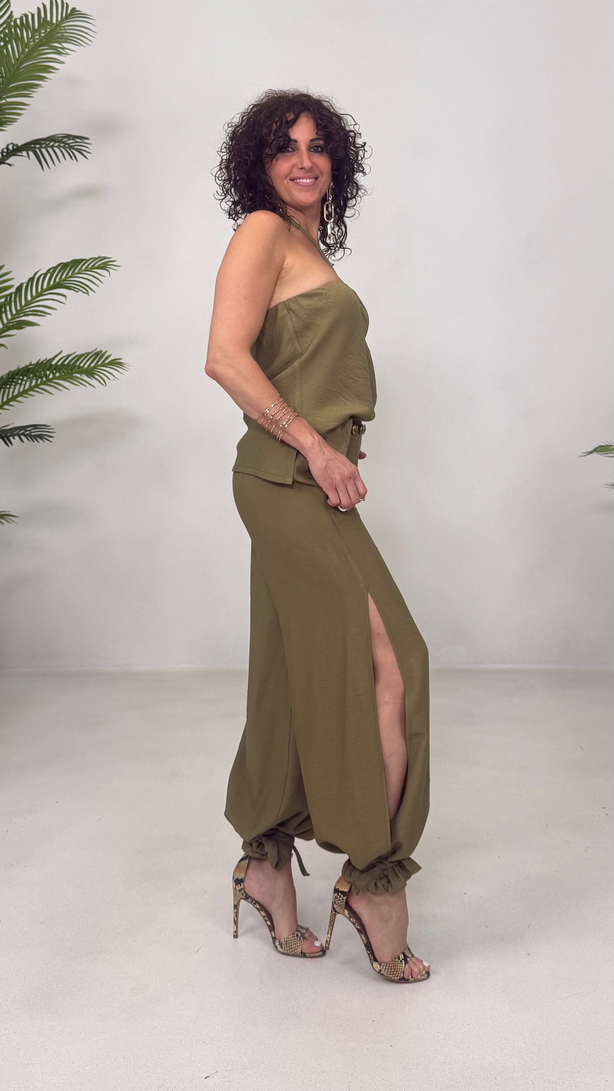PANTALONE ODALISCA CON SPACCHI IN VISCOSA CRASH