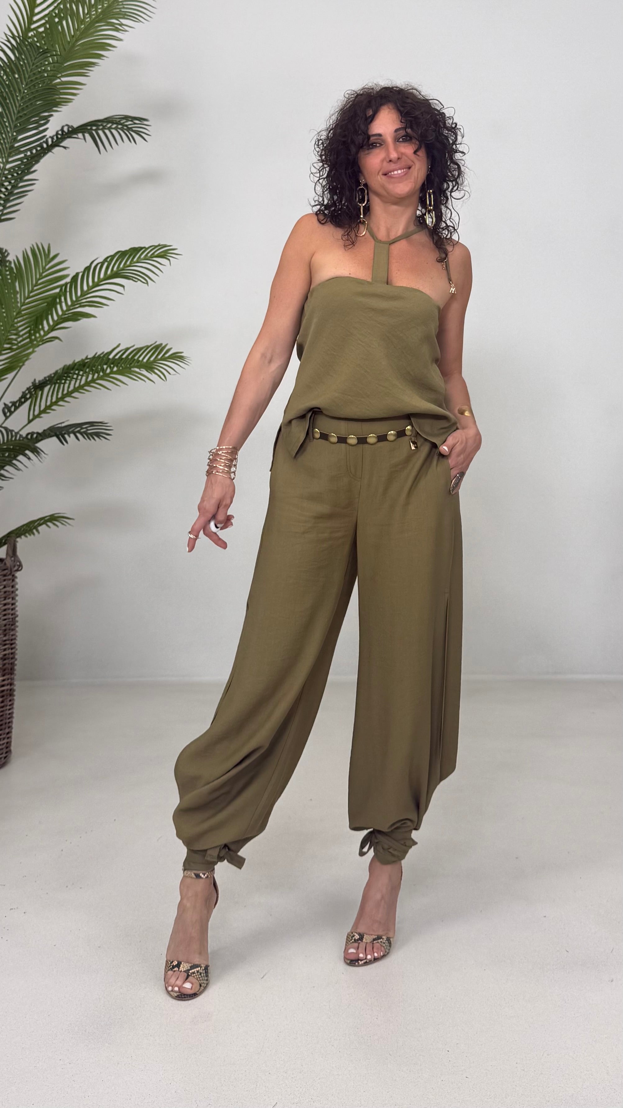 PANTALONE ODALISCA CON SPACCHI IN VISCOSA CRASH