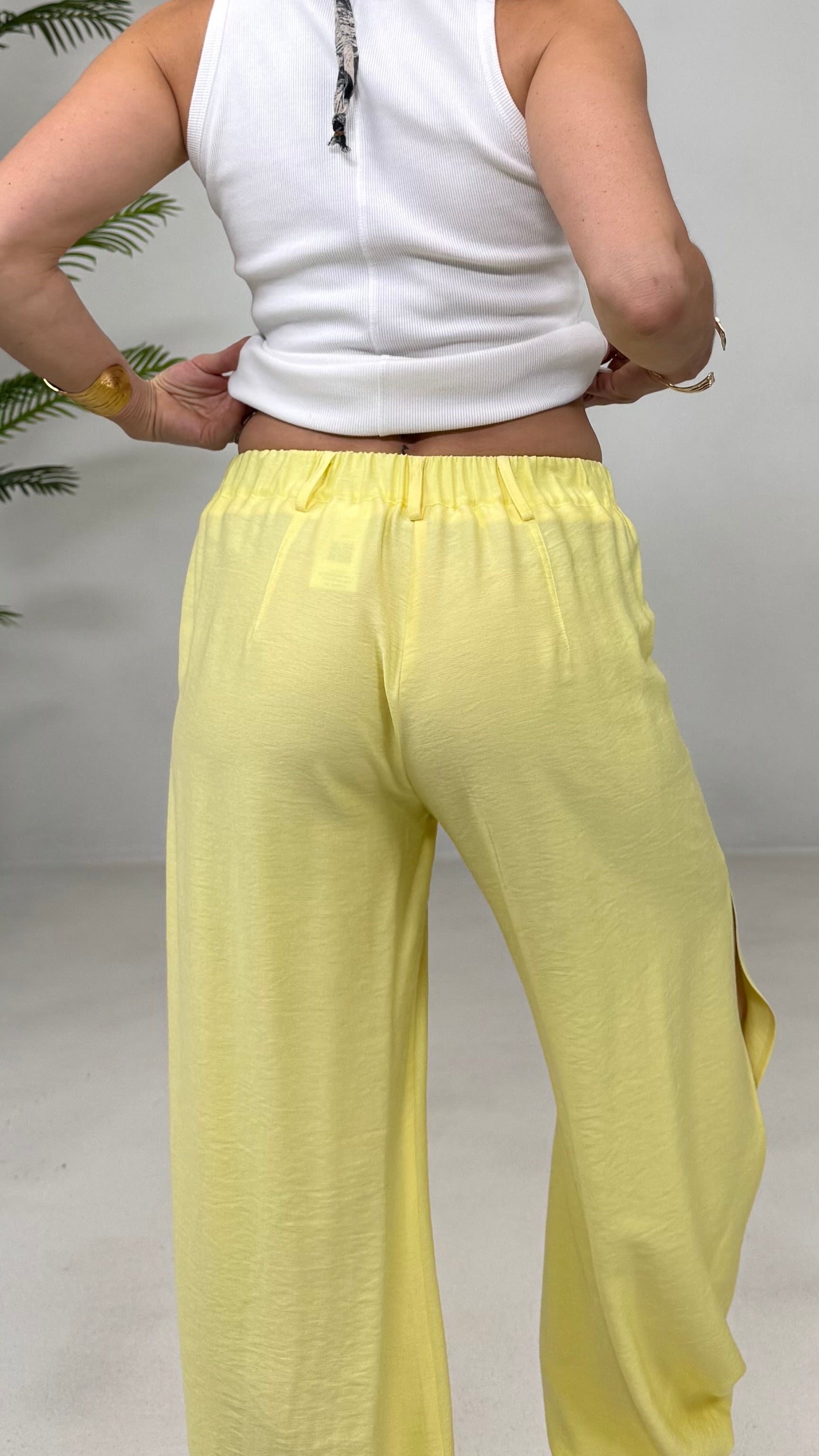 PANTALONE ODALISCA CON SPACCHI IN VISCOSA CRASH