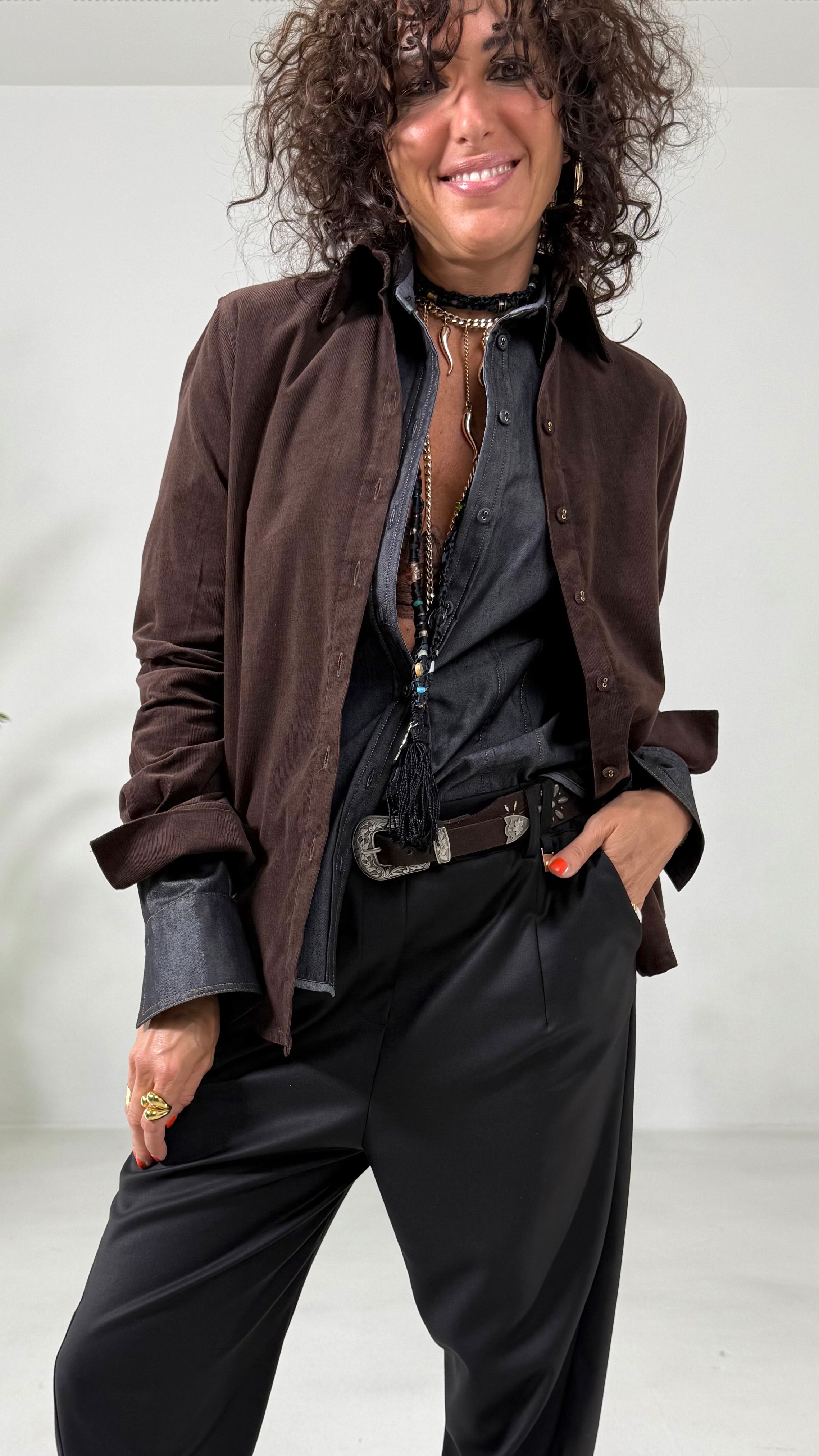 CAMICIA IN VELLUTO 2000 RIGHE