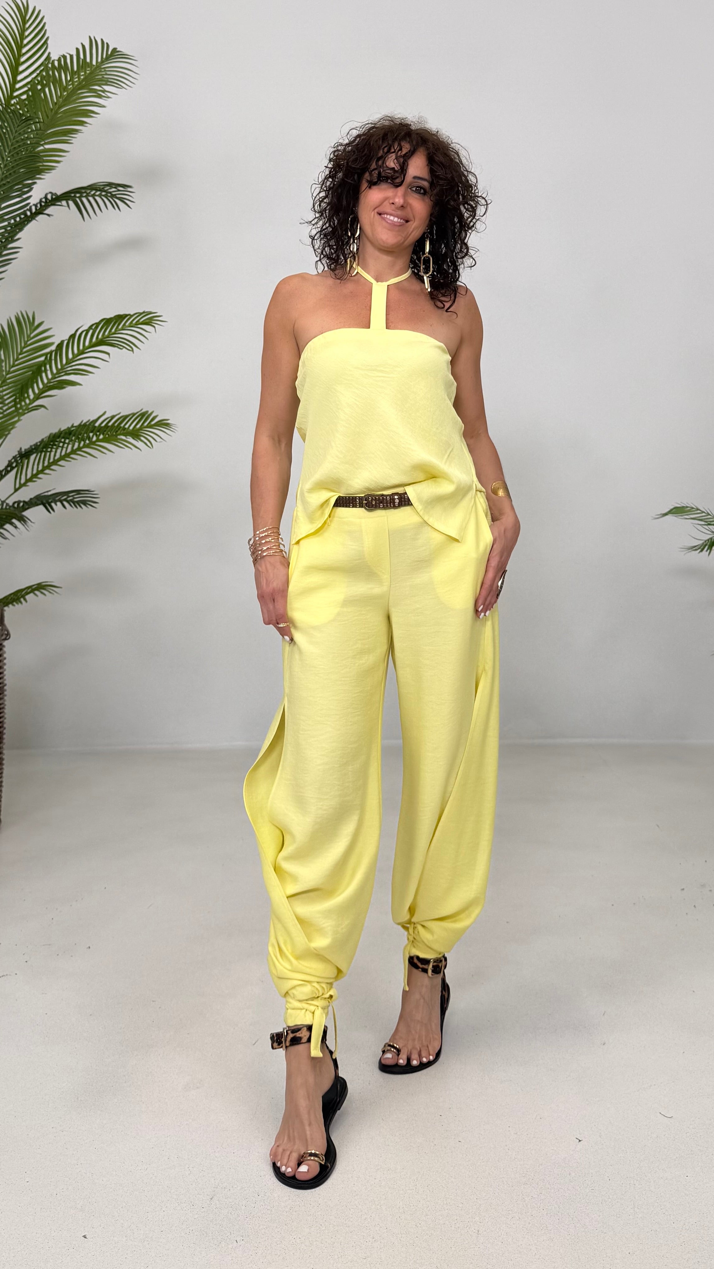 PANTALONE ODALISCA CON SPACCHI IN VISCOSA CRASH