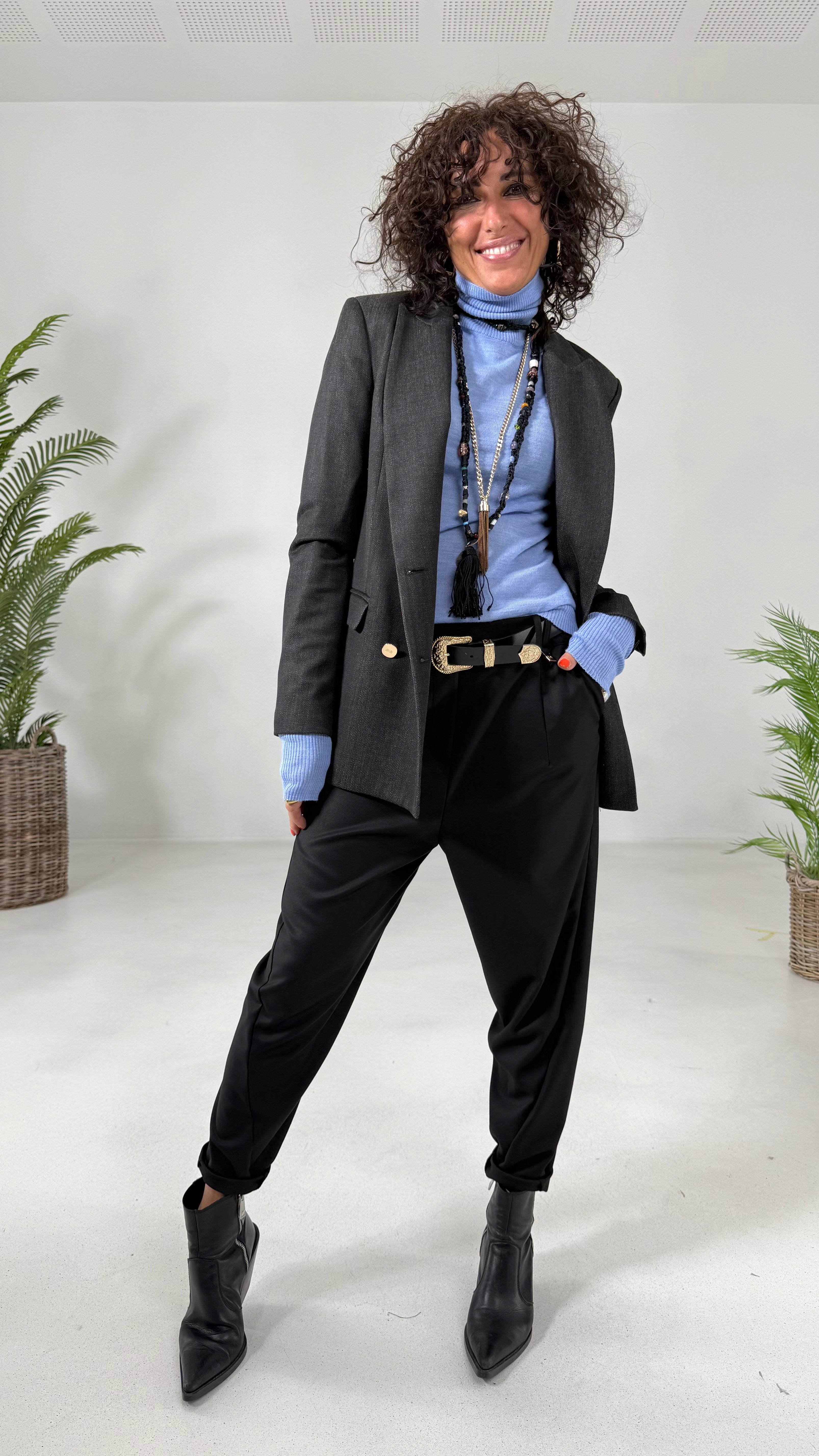 BAGGY CAVALLO BASSO IN FLANELLA PETTINATA