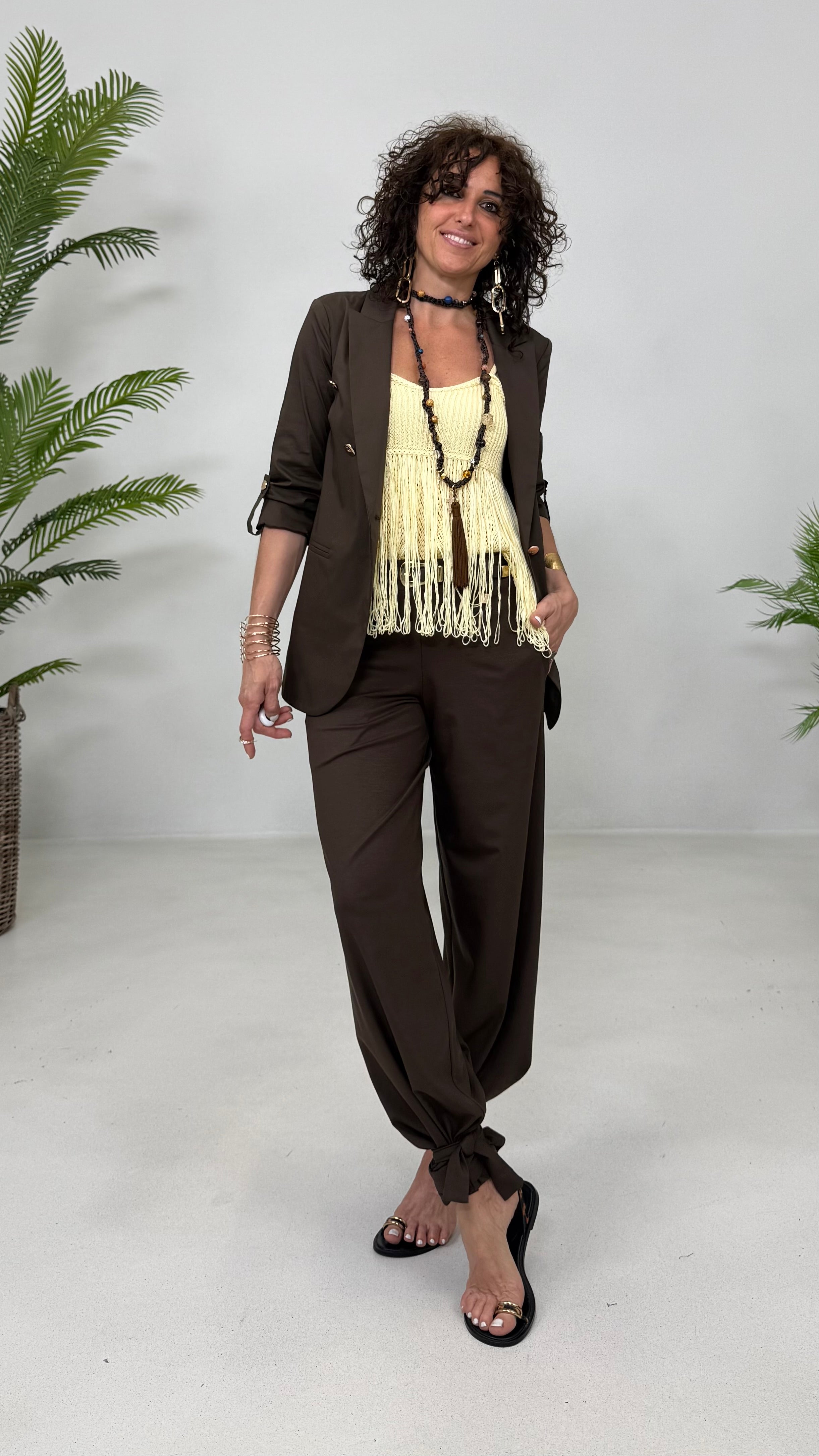 PANTALONE LACCI AL FONDO IN JERSEY LYOCELL ELASTICO