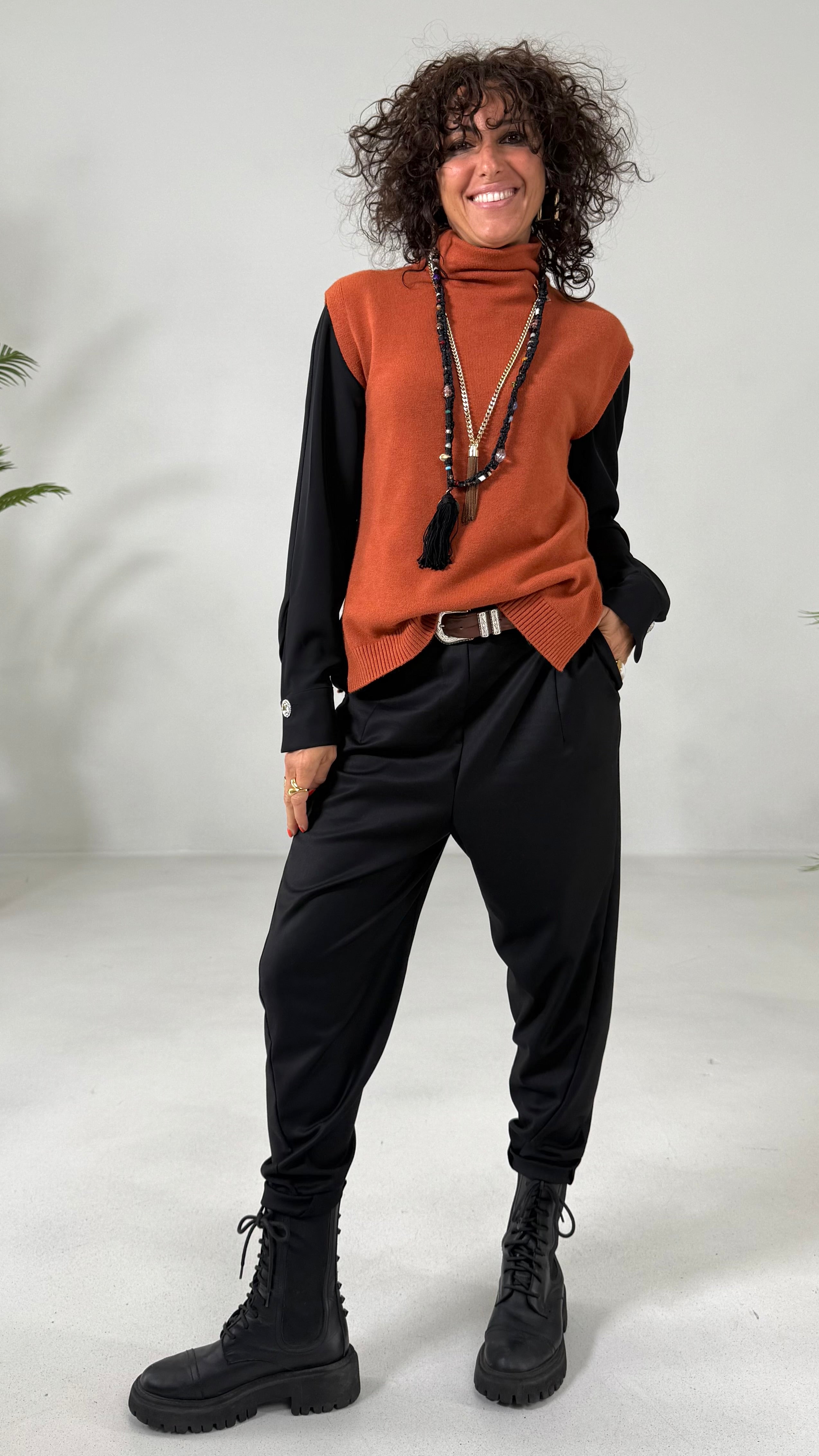 BAGGY CAVALLO BASSO IN FLANELLA PETTINATA