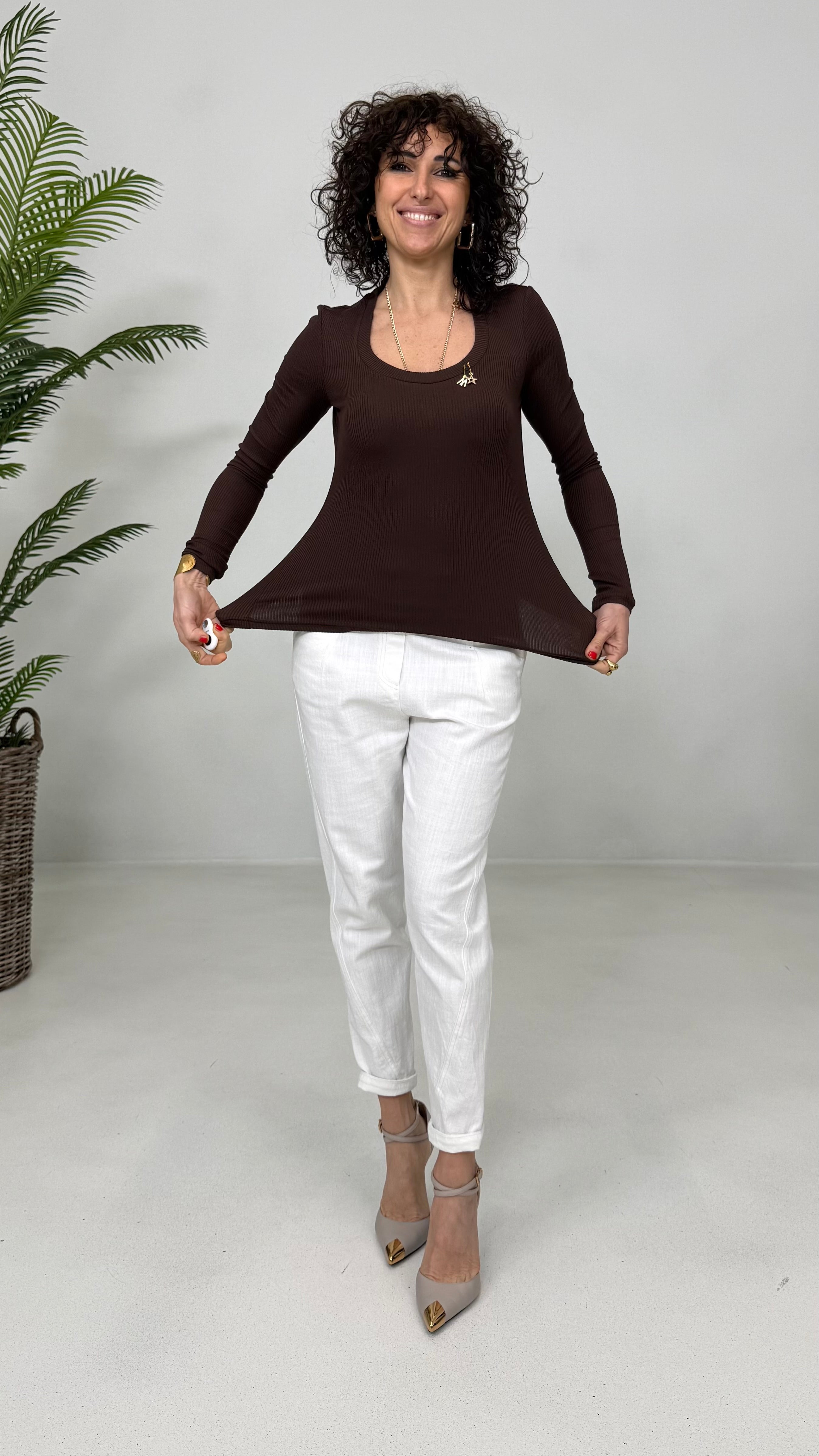 FURBA A COSTINE VISCOSA ELASTICA MANICA LUNGA