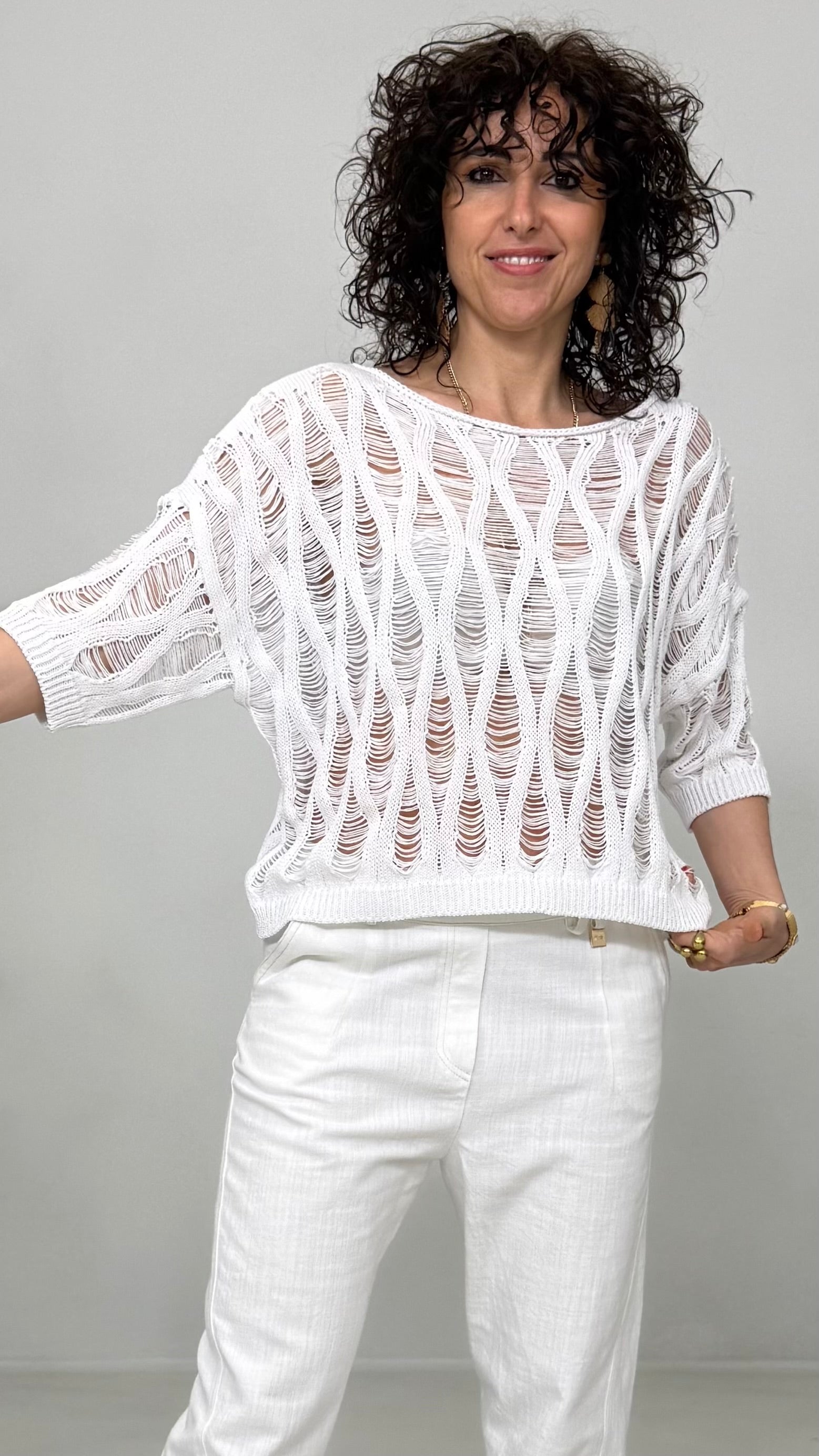 MAGLIA LAVORAZIONE ETNICA IN FETTUCCIA