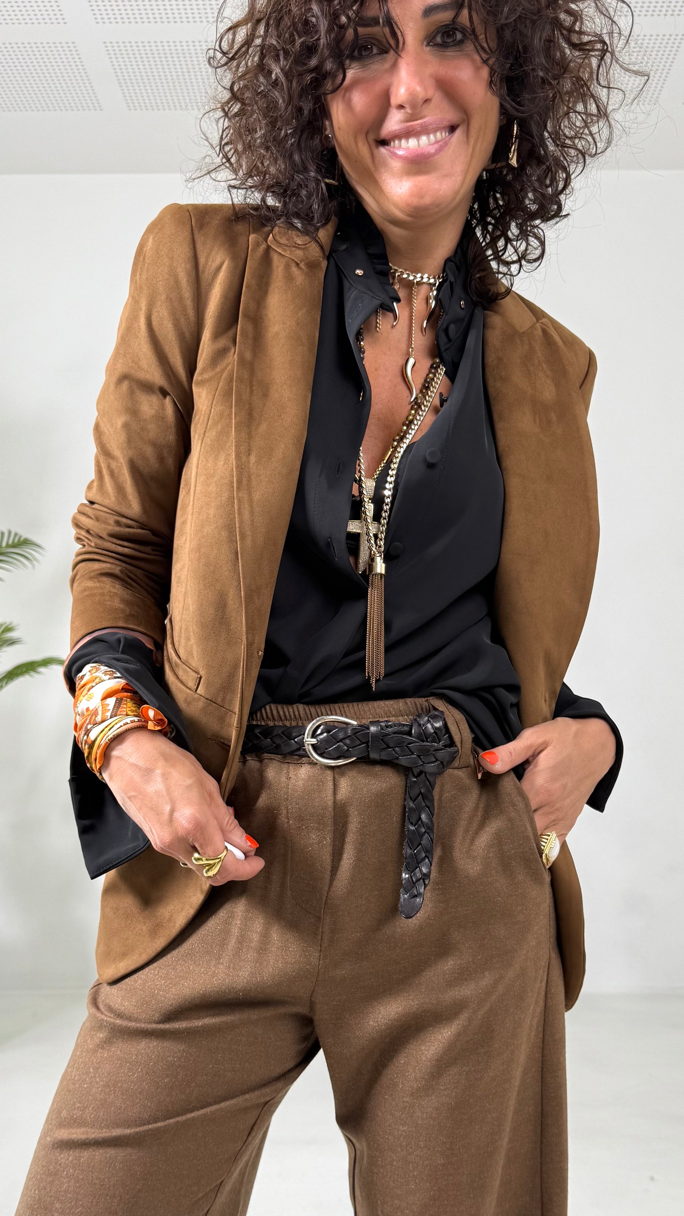 GIACCA BLAZER IN DAINETTO EFFETTO CAMOSCIO CON FODERA CANGIANTE