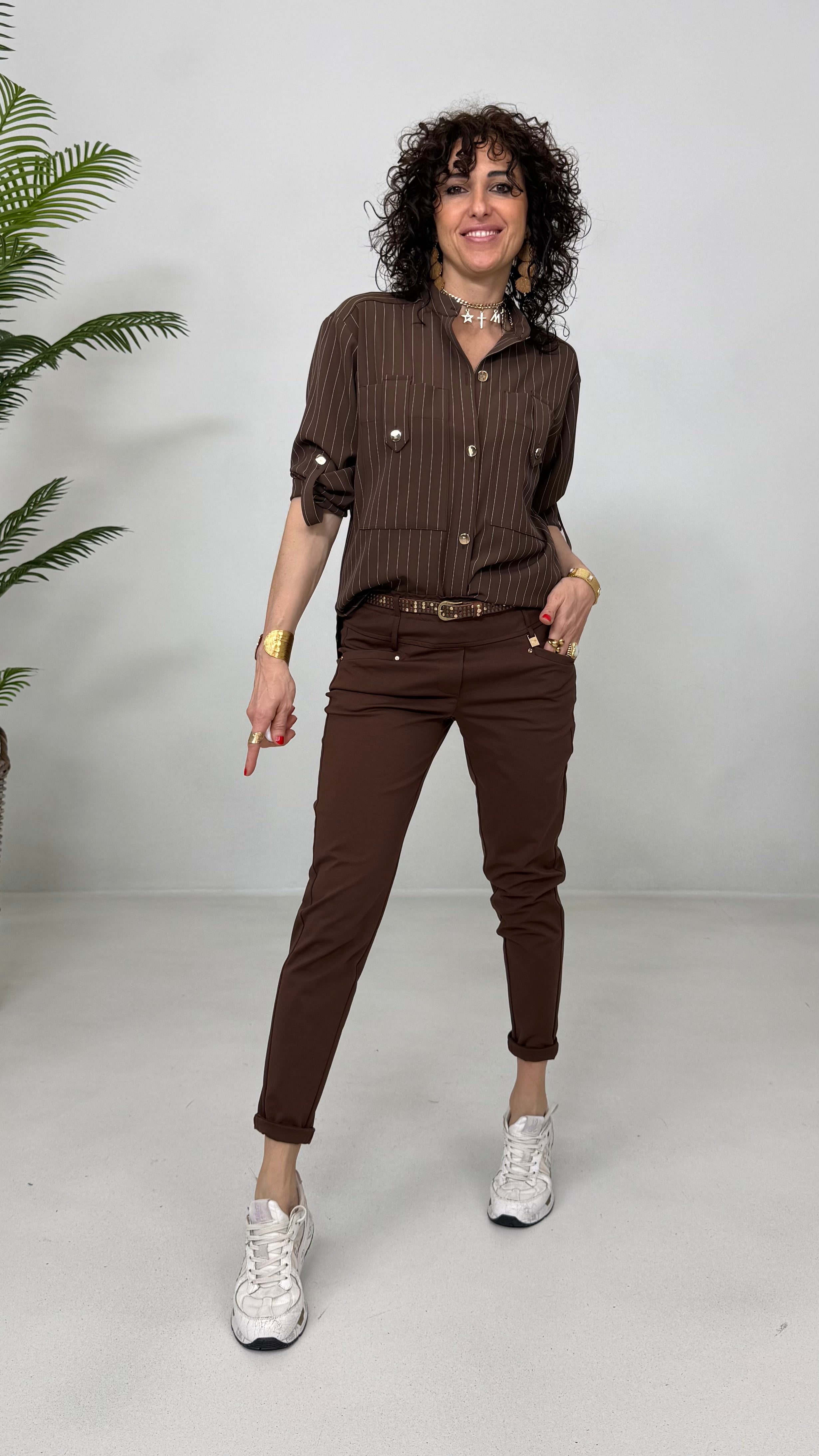 CAMICIA GESSATO IN CADY FLUIDO