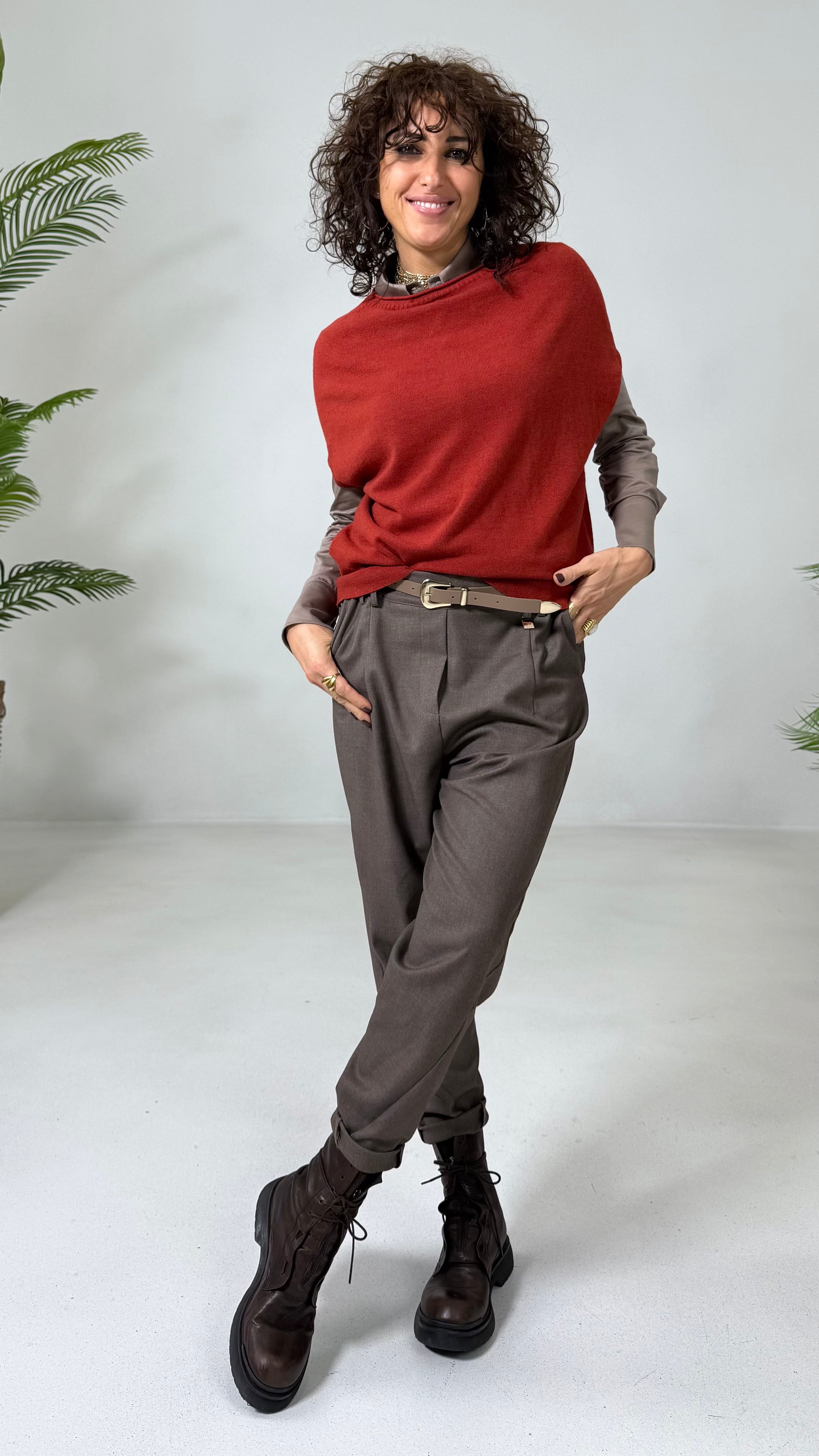 MAGLIA GILET CON MANICA SCESA IN MISTO CASHMERE