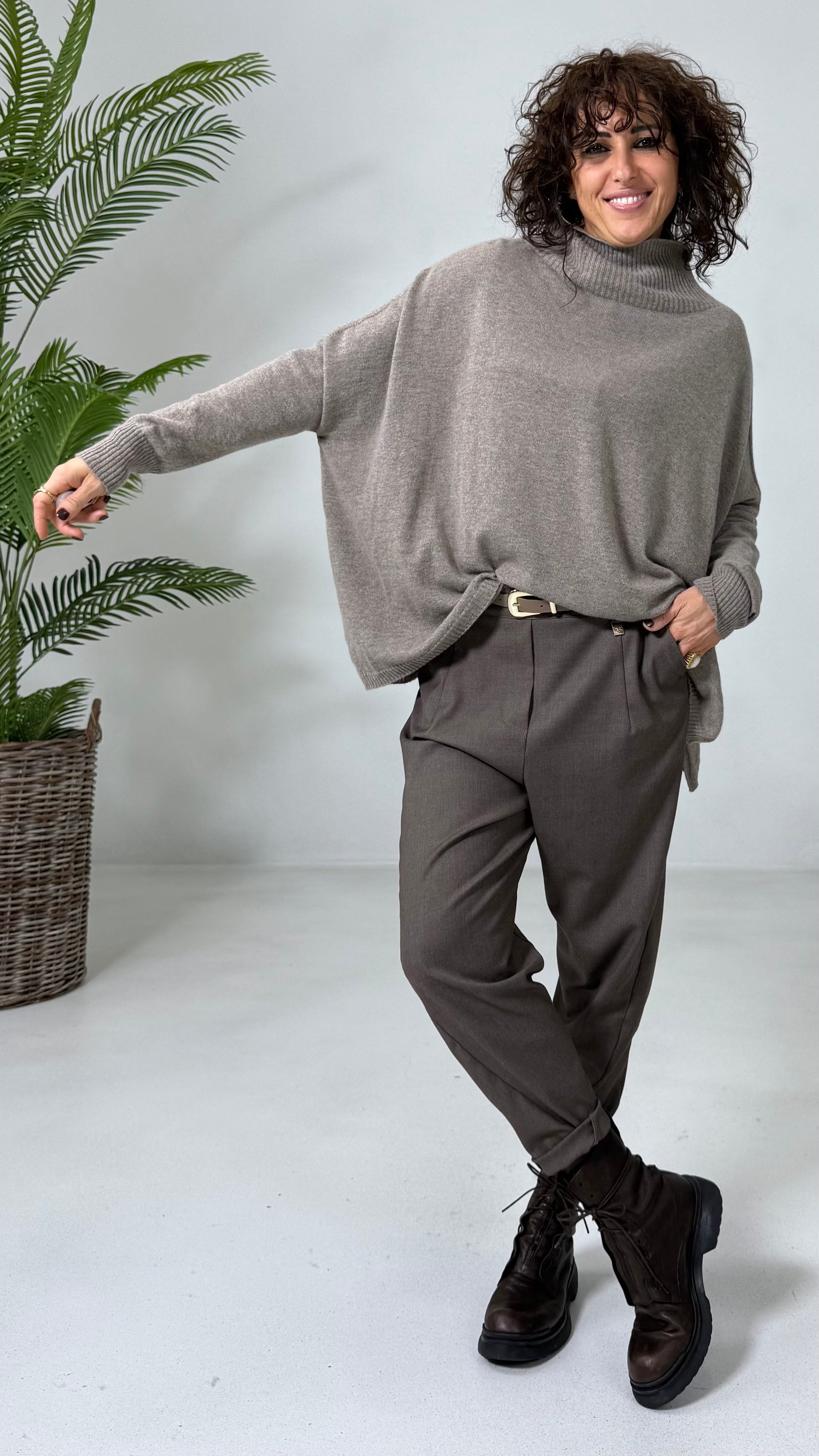 BAGGY CAVALLO BASSO IN FLANELLA PETTINATA