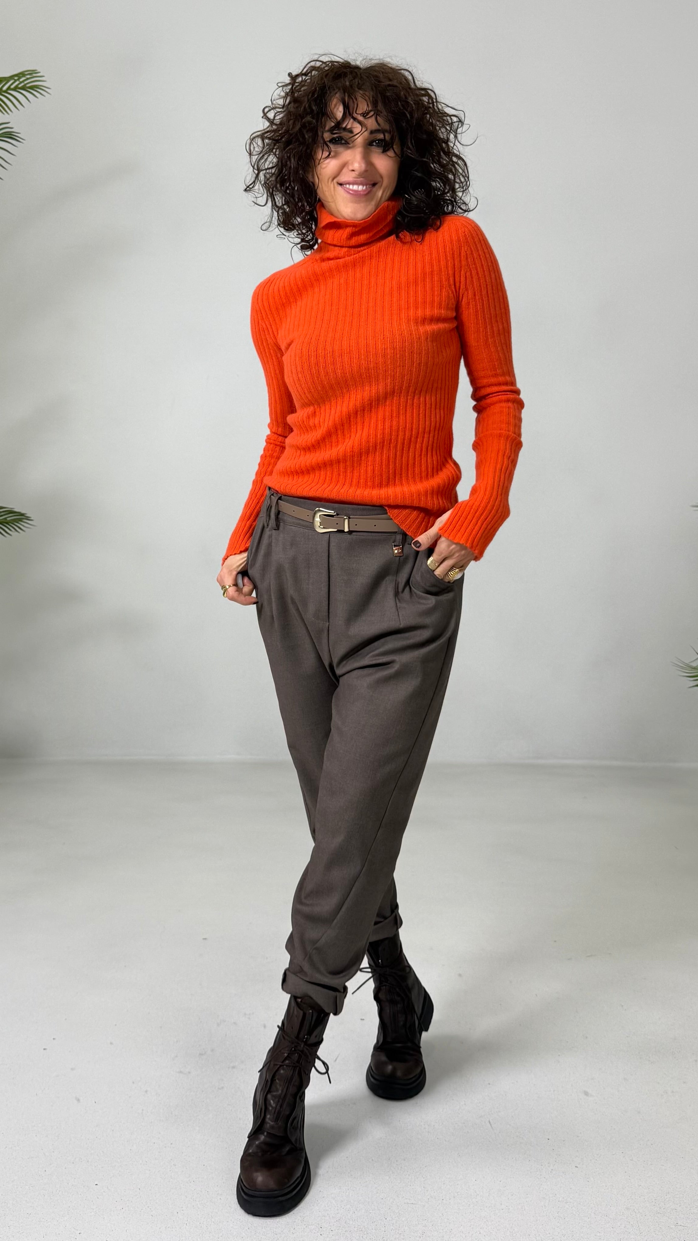 BAGGY CAVALLO BASSO IN FLANELLA PETTINATA