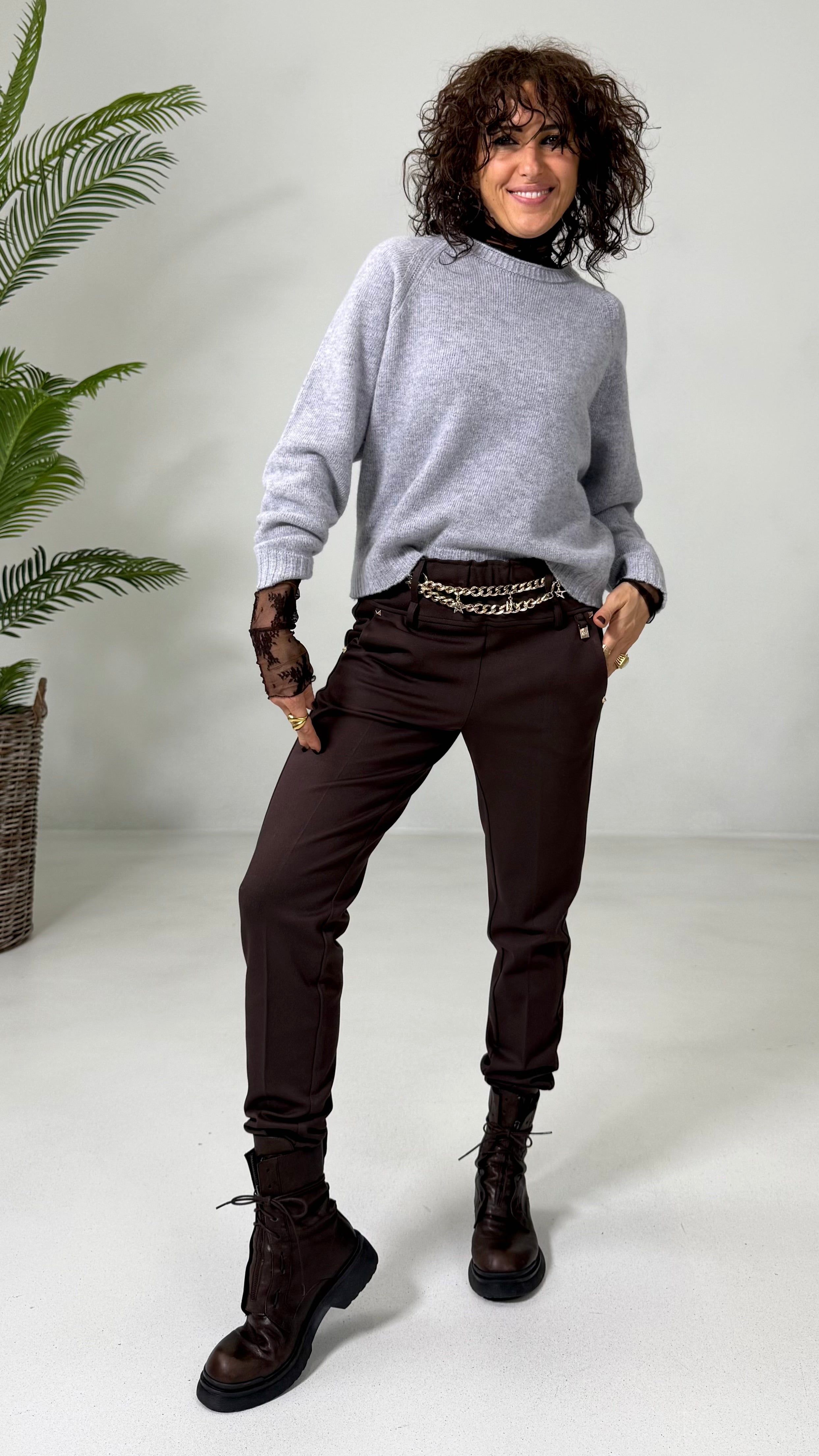 MAGLIONE RETTANGOLARE CON MANICA RAGLAN IN LANA CARDATA