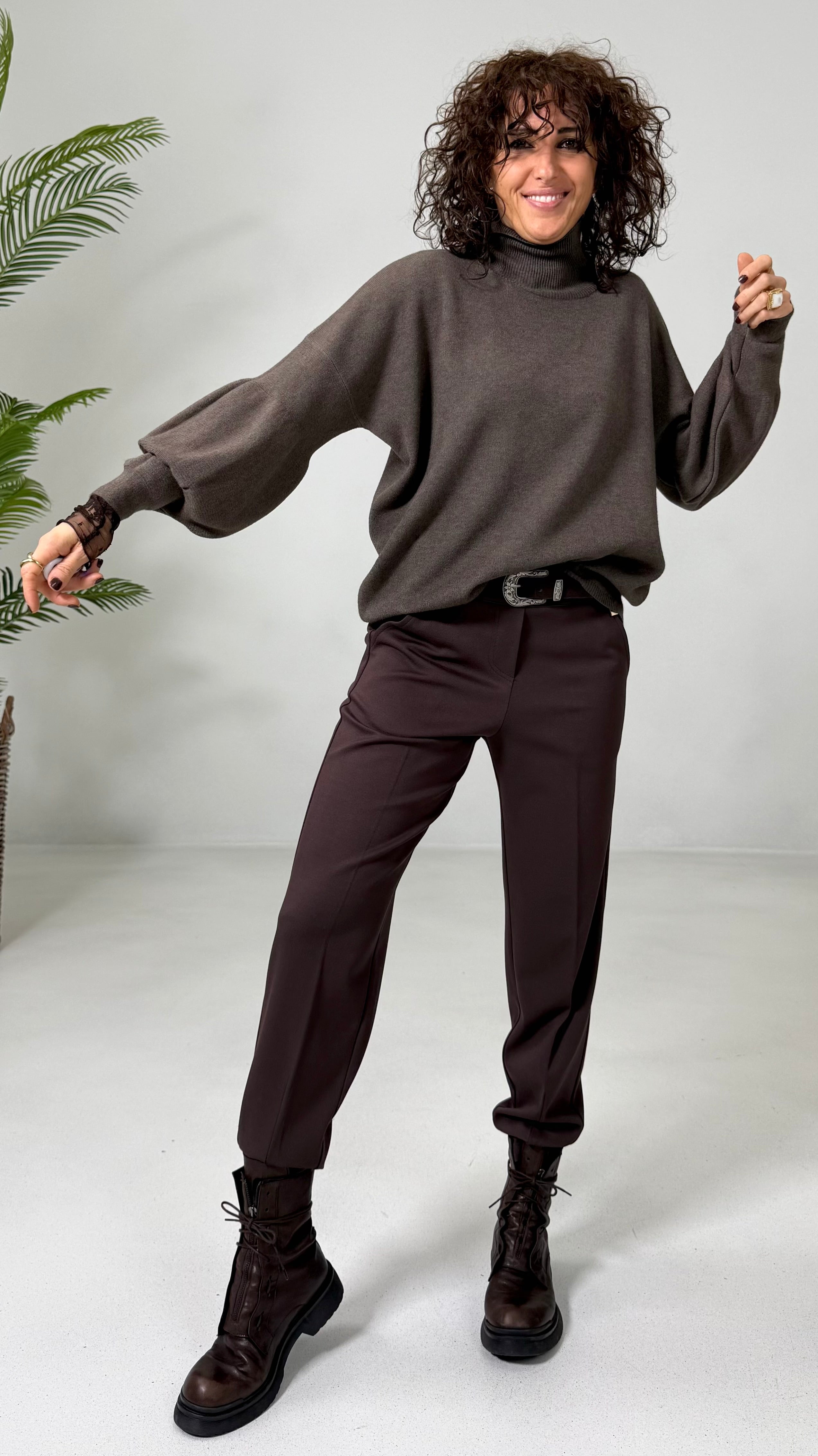 MAGLIA QUADRATA CON MANICHE PALLONCINO IN CALDA VISCOSA