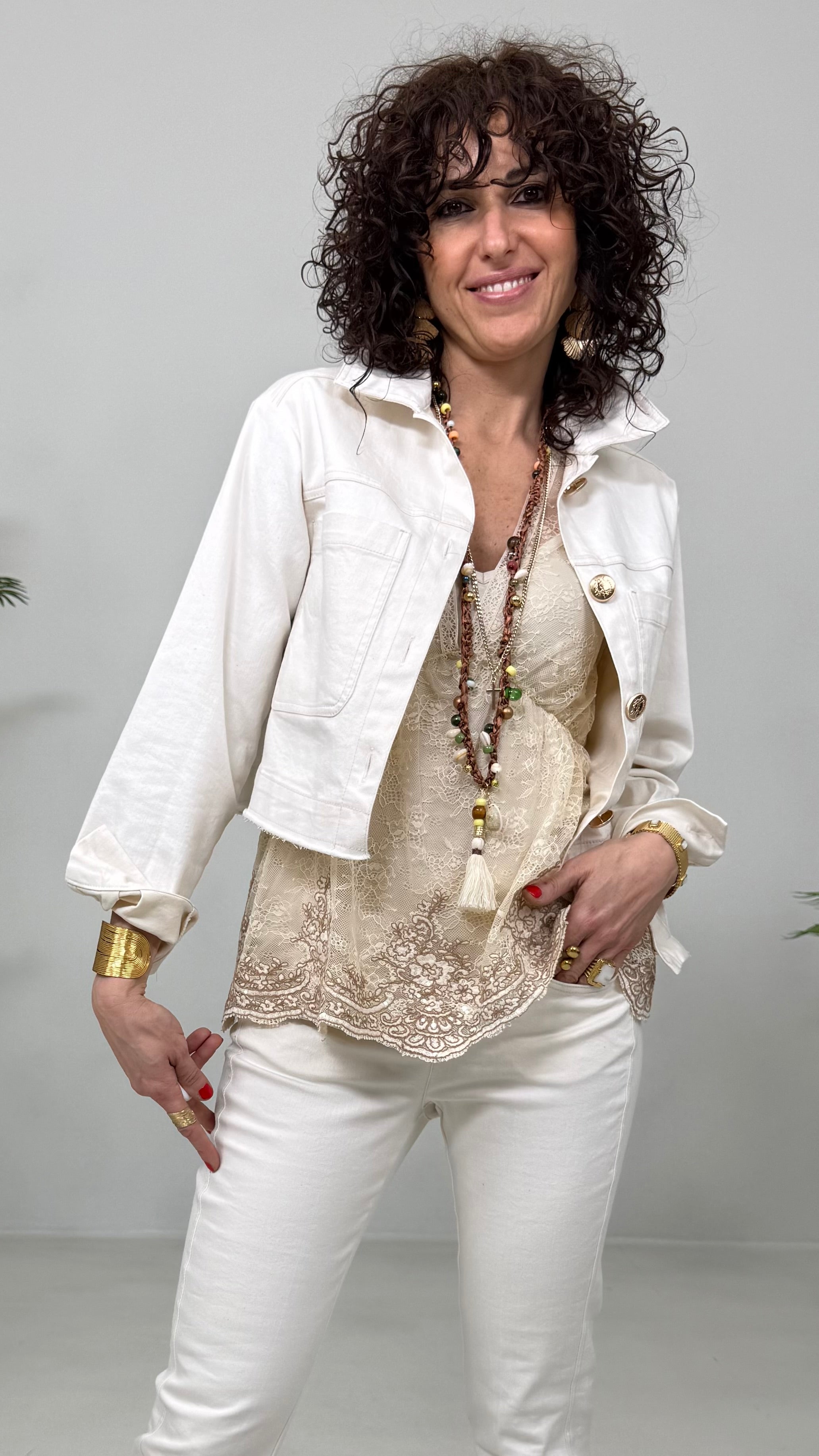 TWINSET TOP PIZZO RICAMATO PIU' TOP IN JERSEY MODAL