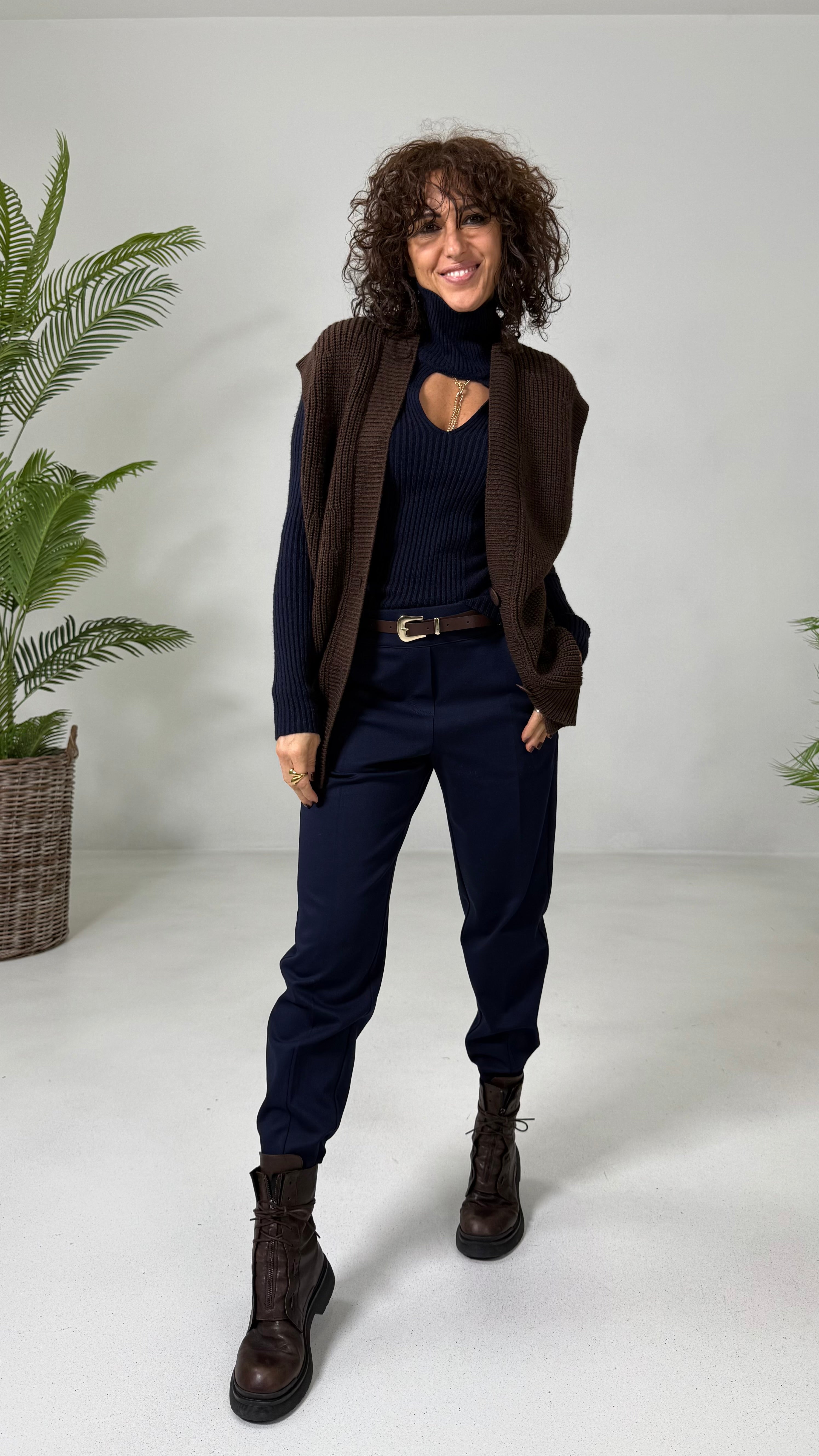 GILET LUNGO IN MISTO LANA E ALPACA