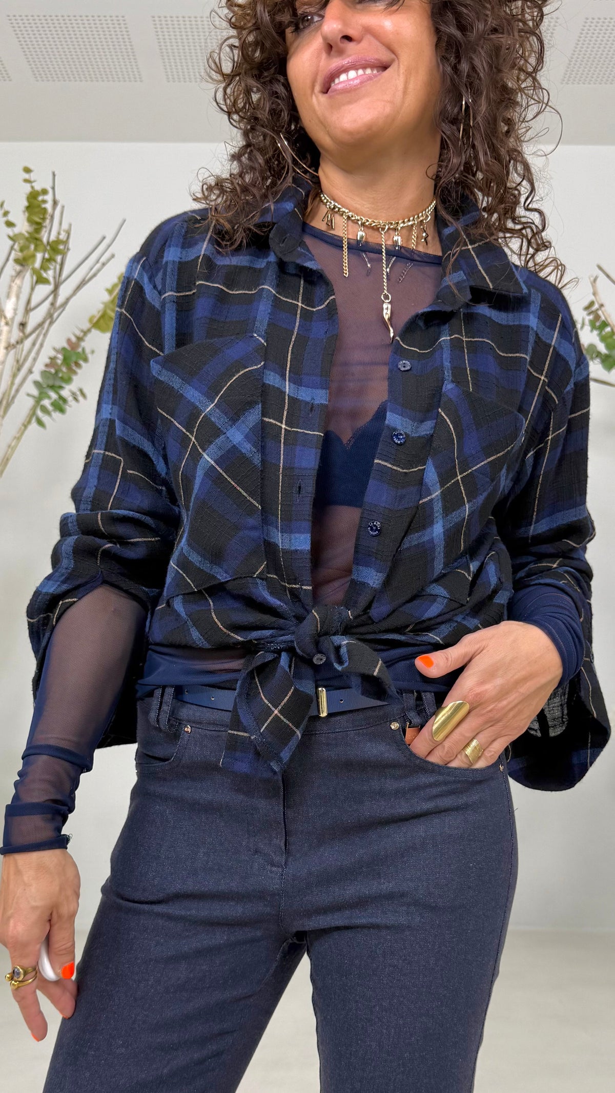 CAMICIA A UOMO IN GARZA A QUADRI