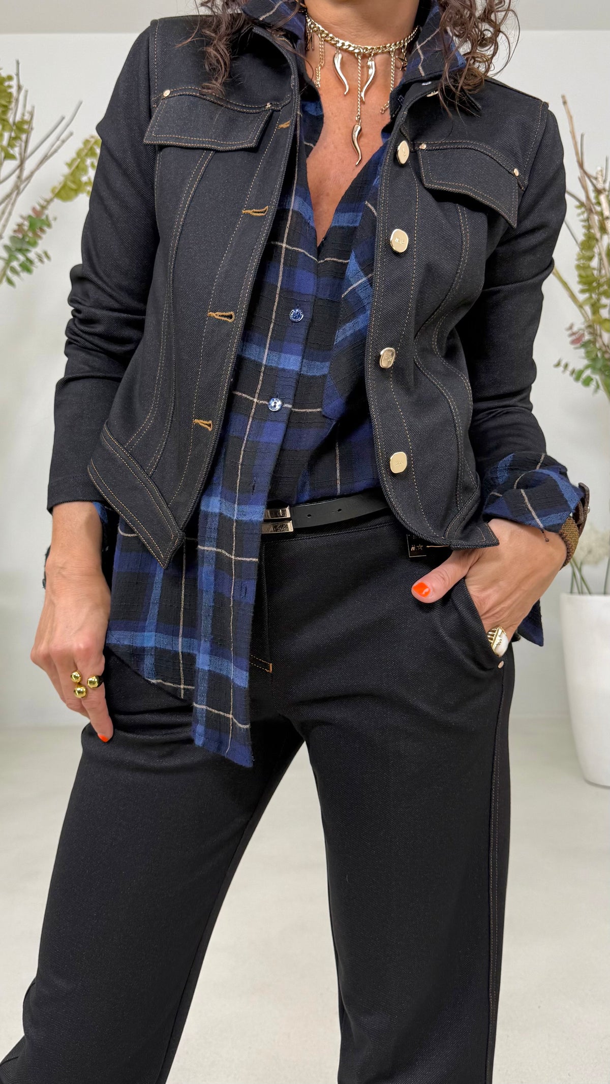 CAMICIA A UOMO IN GARZA A QUADRI