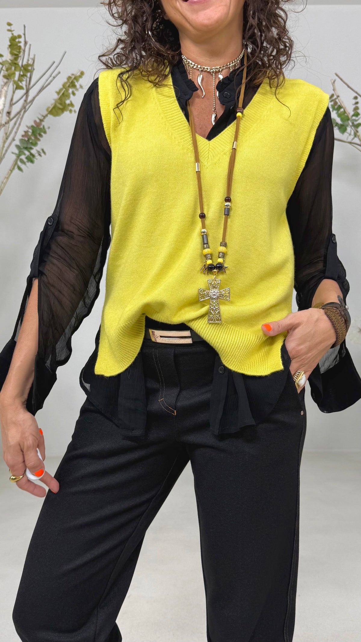 GILET MAGLIA SCOLLO A V IN CALDA VISCOSA