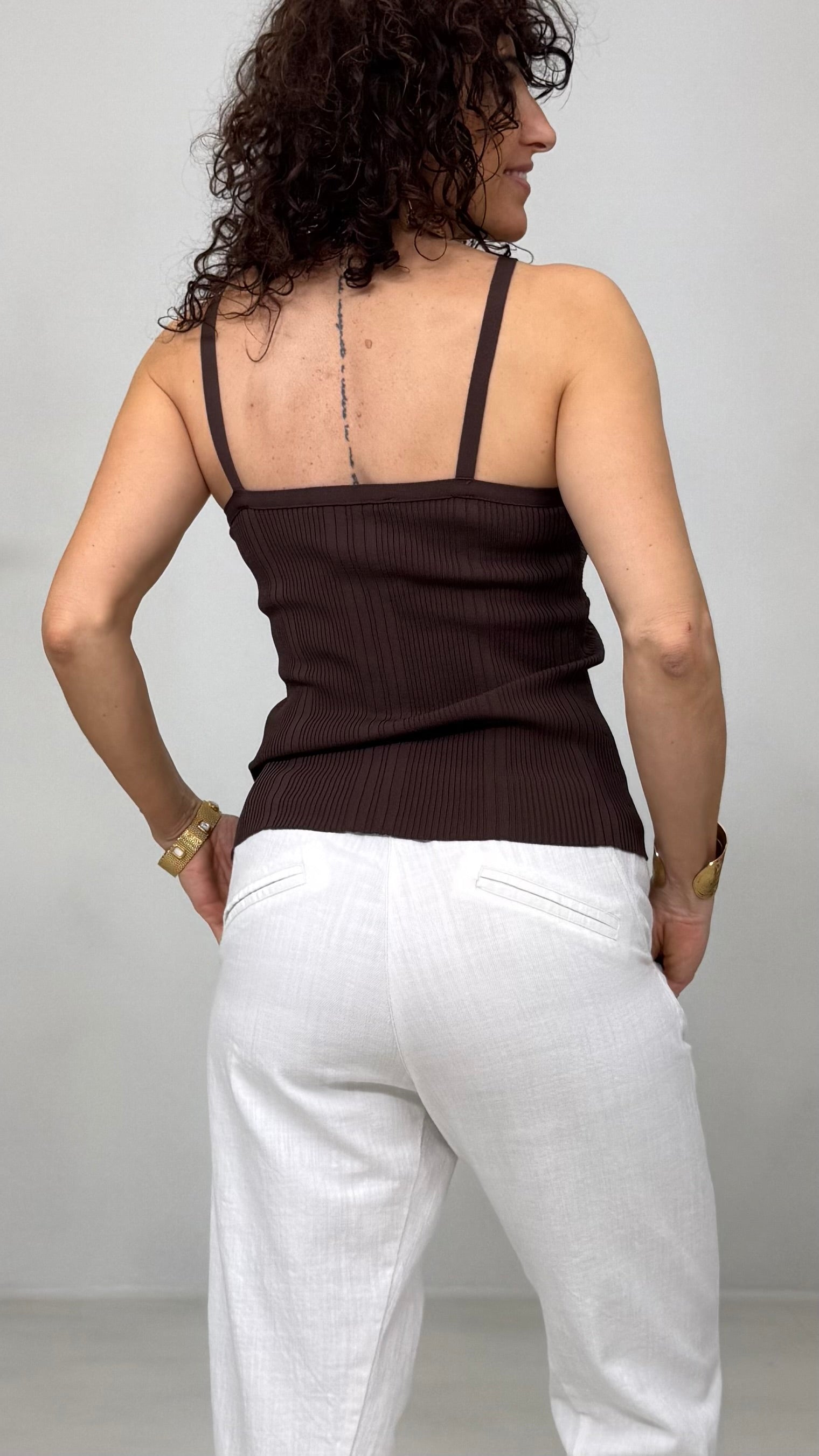TOP COPPE CON NODO IN FILATO VISCOSA ELASTICA