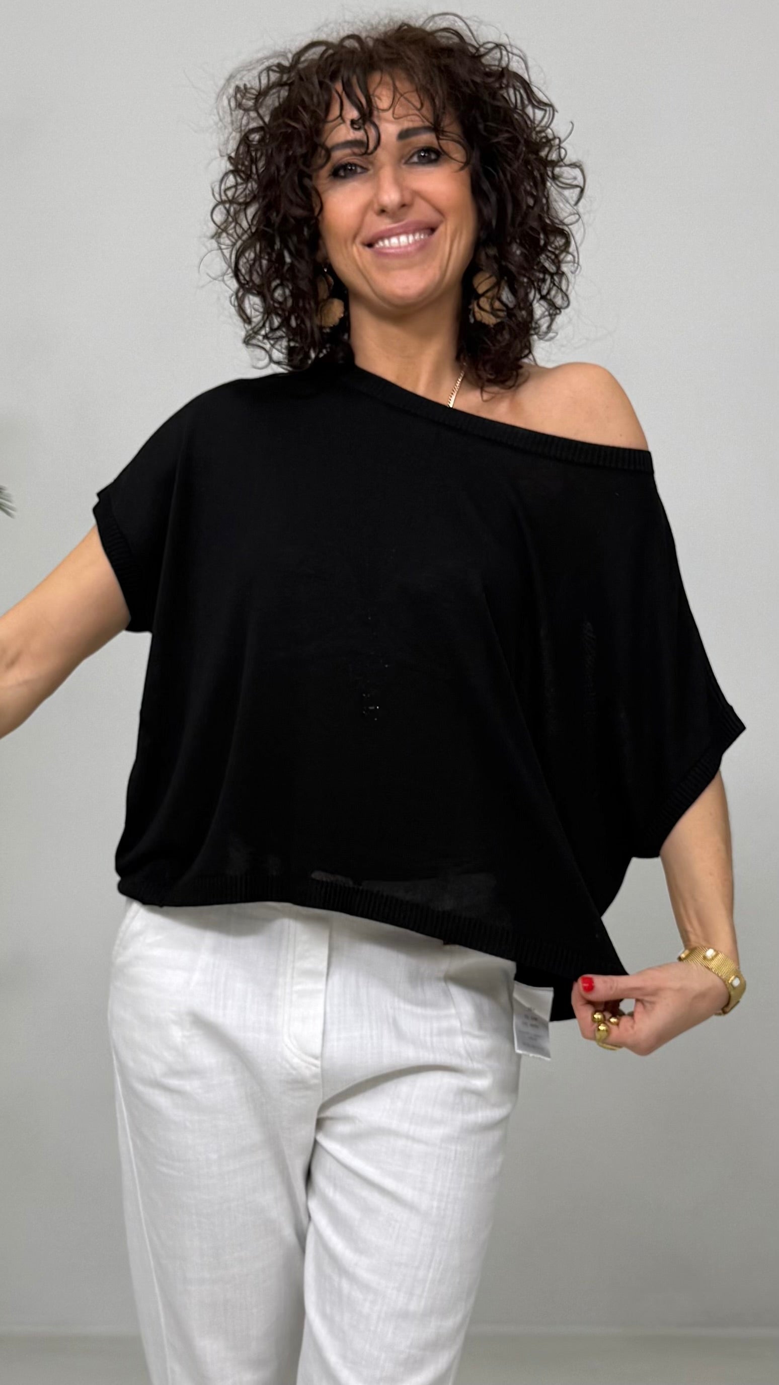 MAGLIA QUADRATA IN VISCOSA FONDO STONDATO