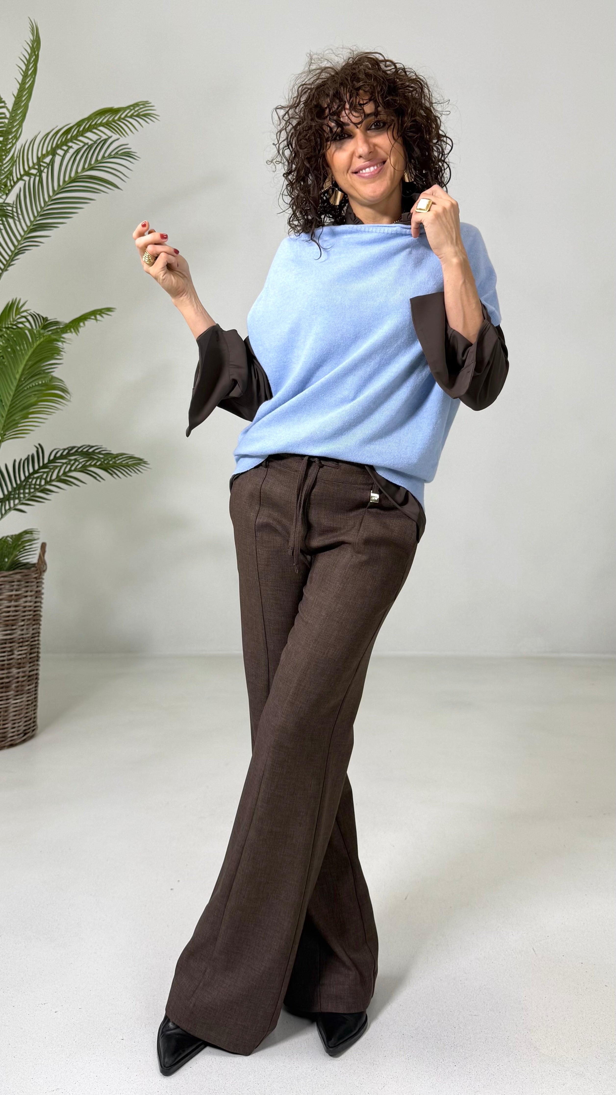 MAGLIA GILET CON MANICA SCESA IN MISTO CASHMERE