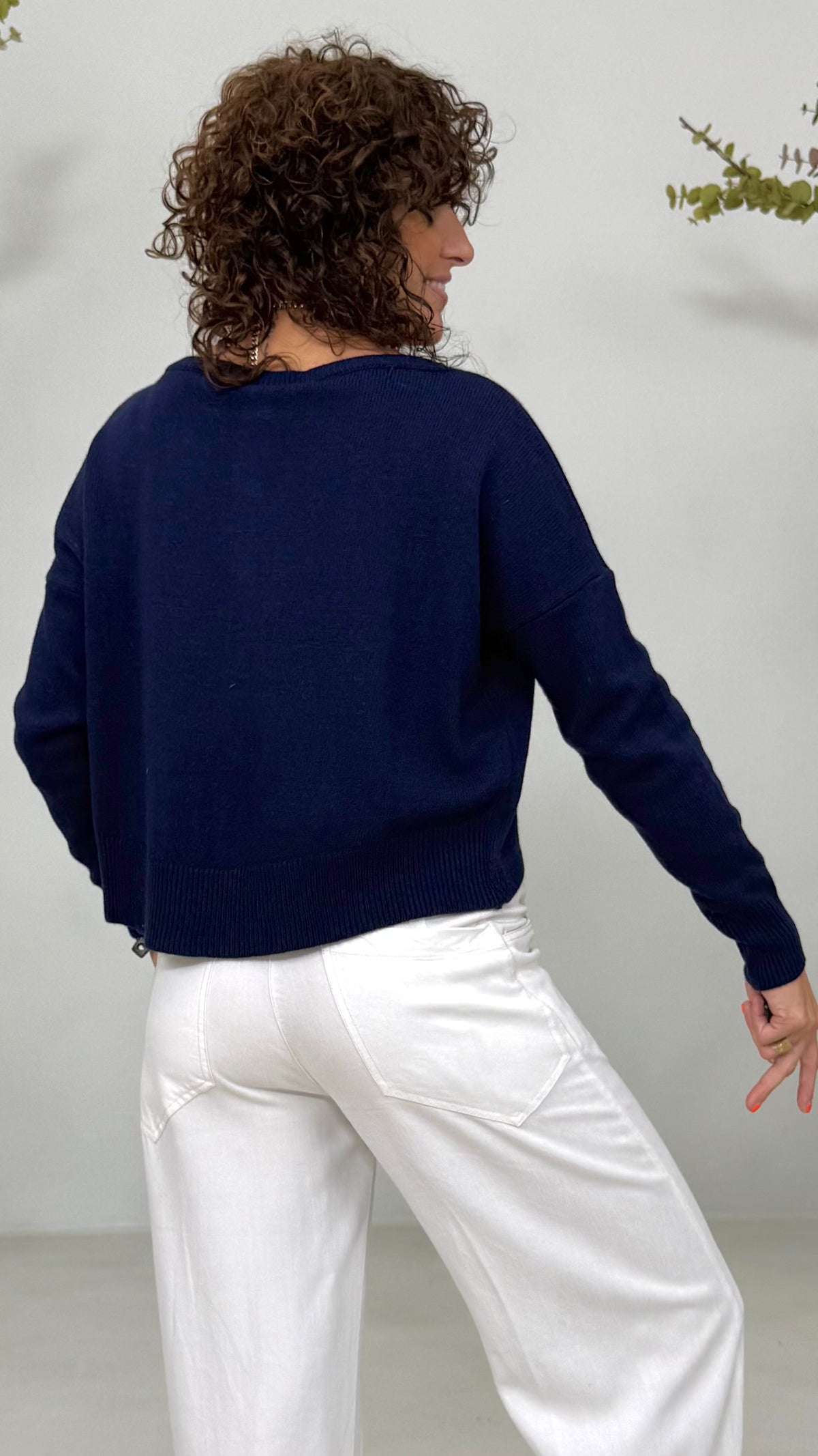 MAGLIA QUADRATA APERTA DAVANTI IN MISTO CASHMERE