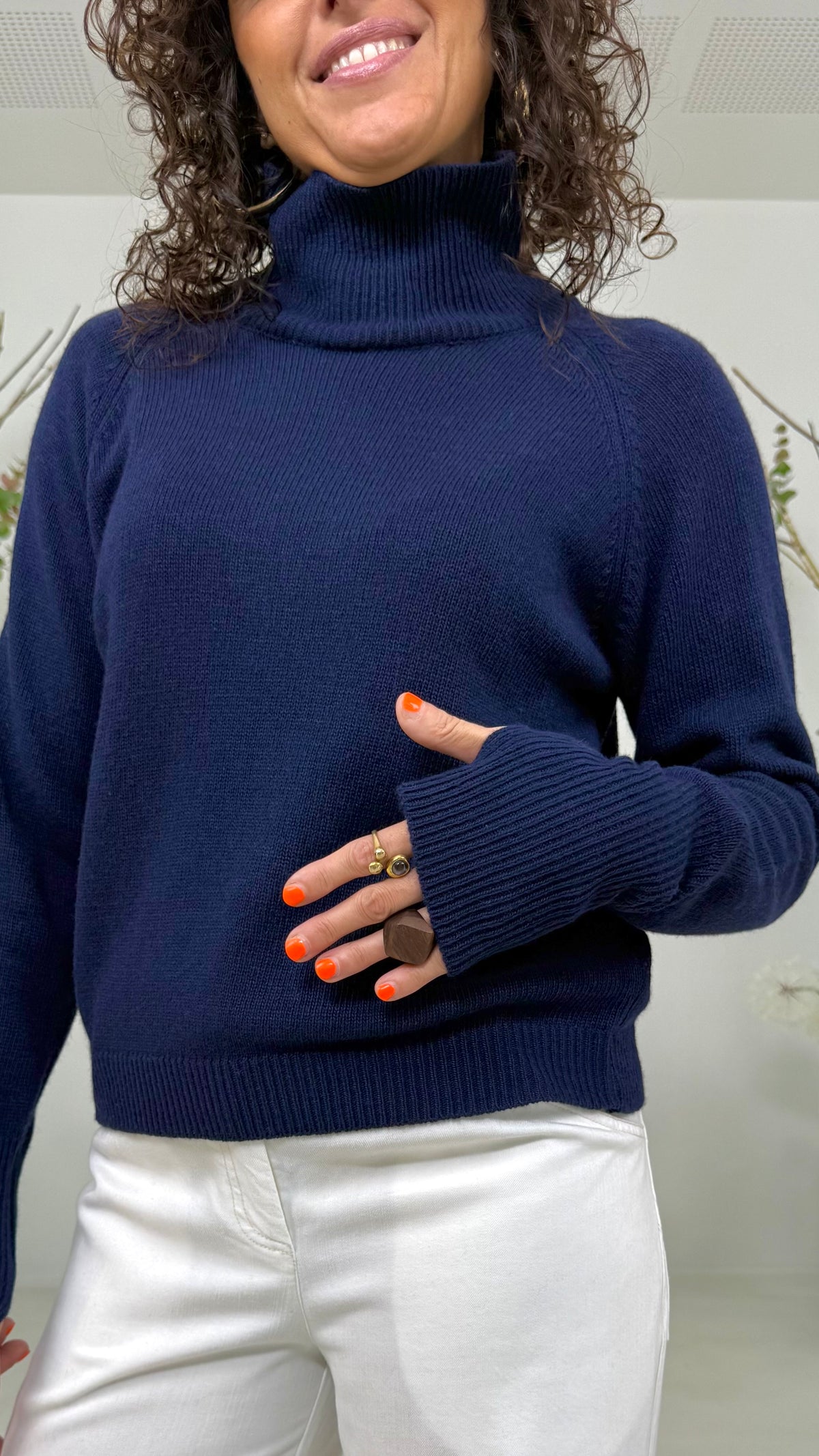 MAGLIA QUADRATA COLLO ALTO IN MISTO CASHMERE
