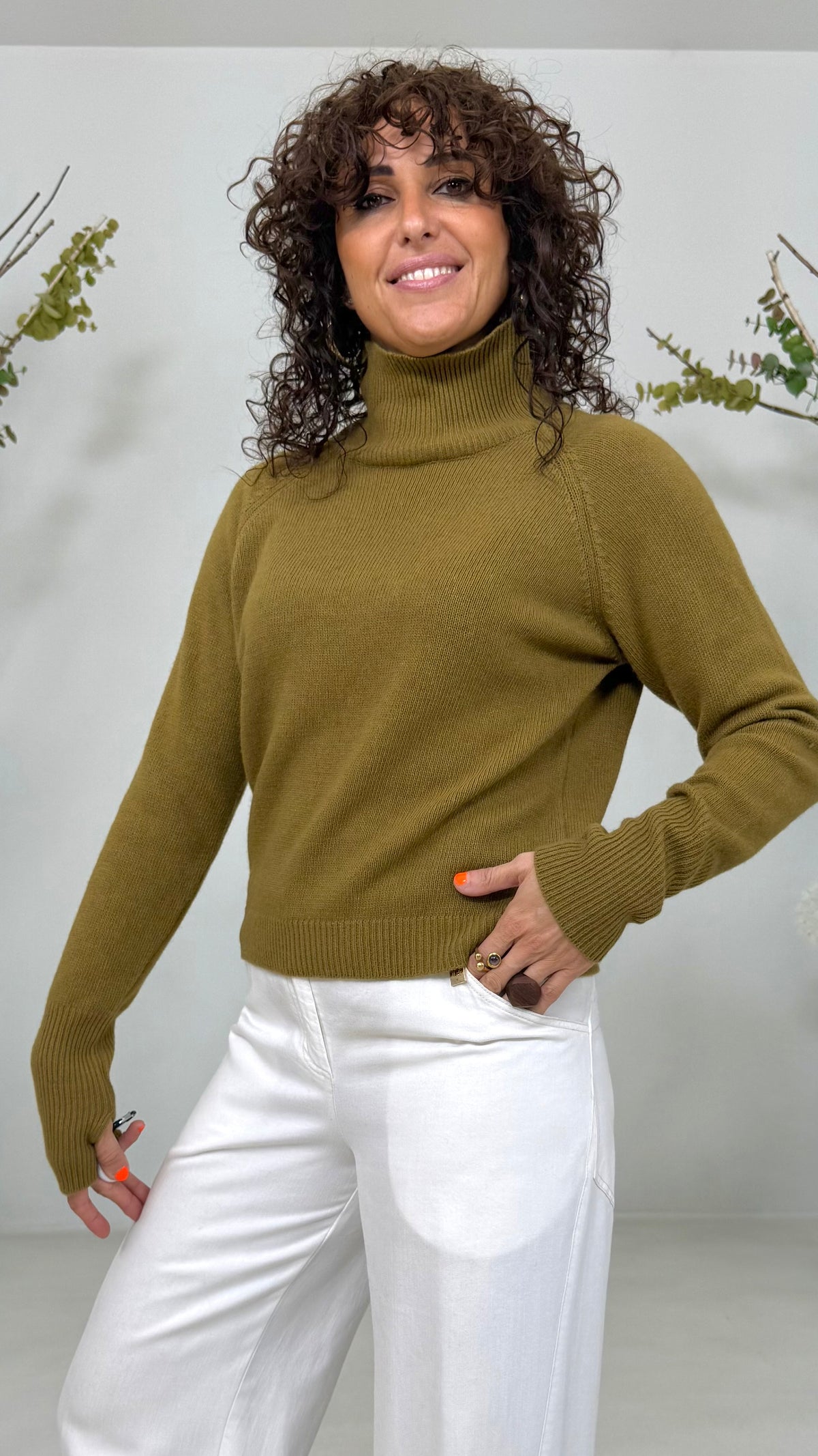MAGLIA QUADRATA COLLO ALTO IN MISTO CASHMERE