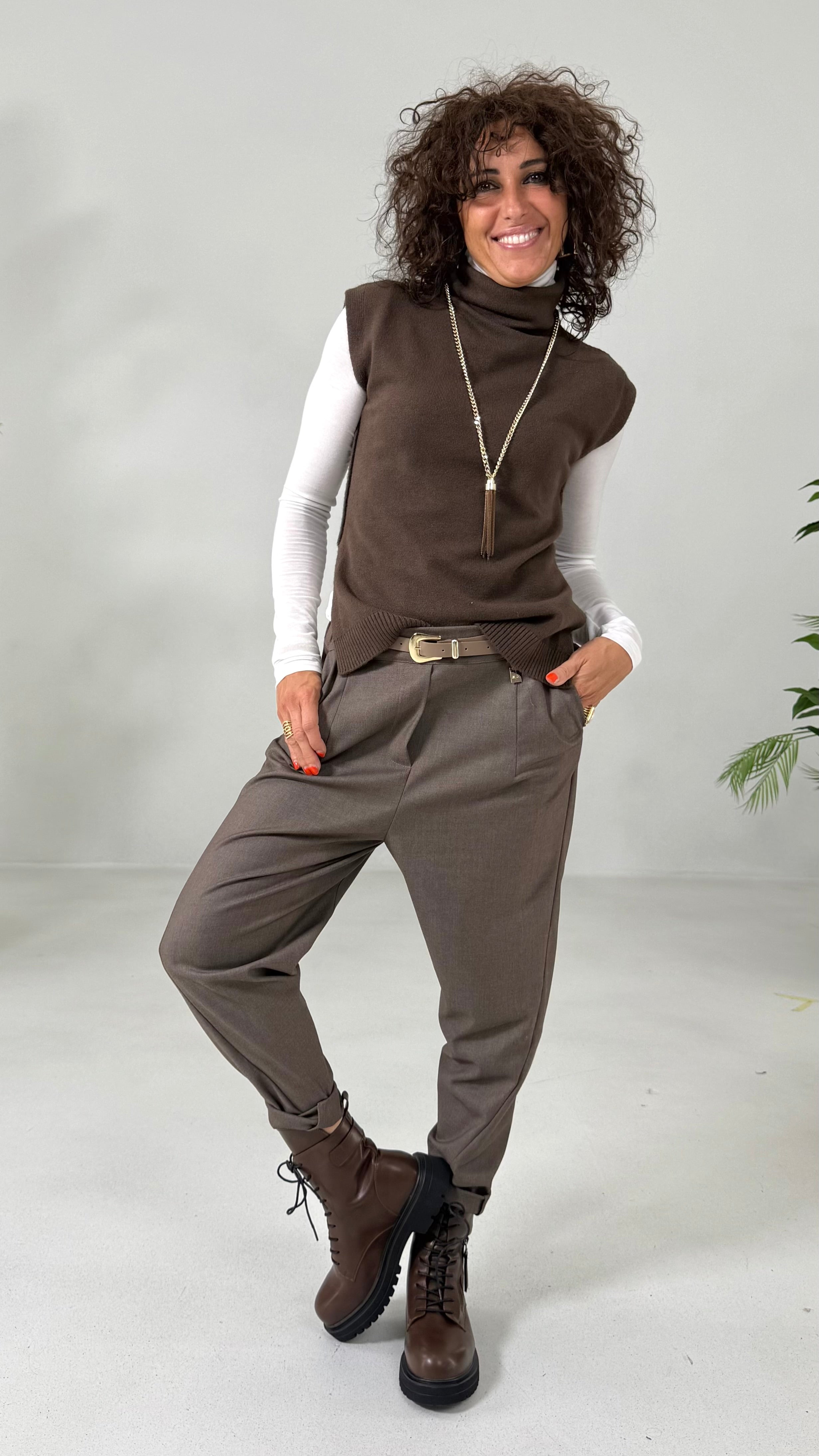 GILET COLLO ALTO IN CALDA VISCOSA