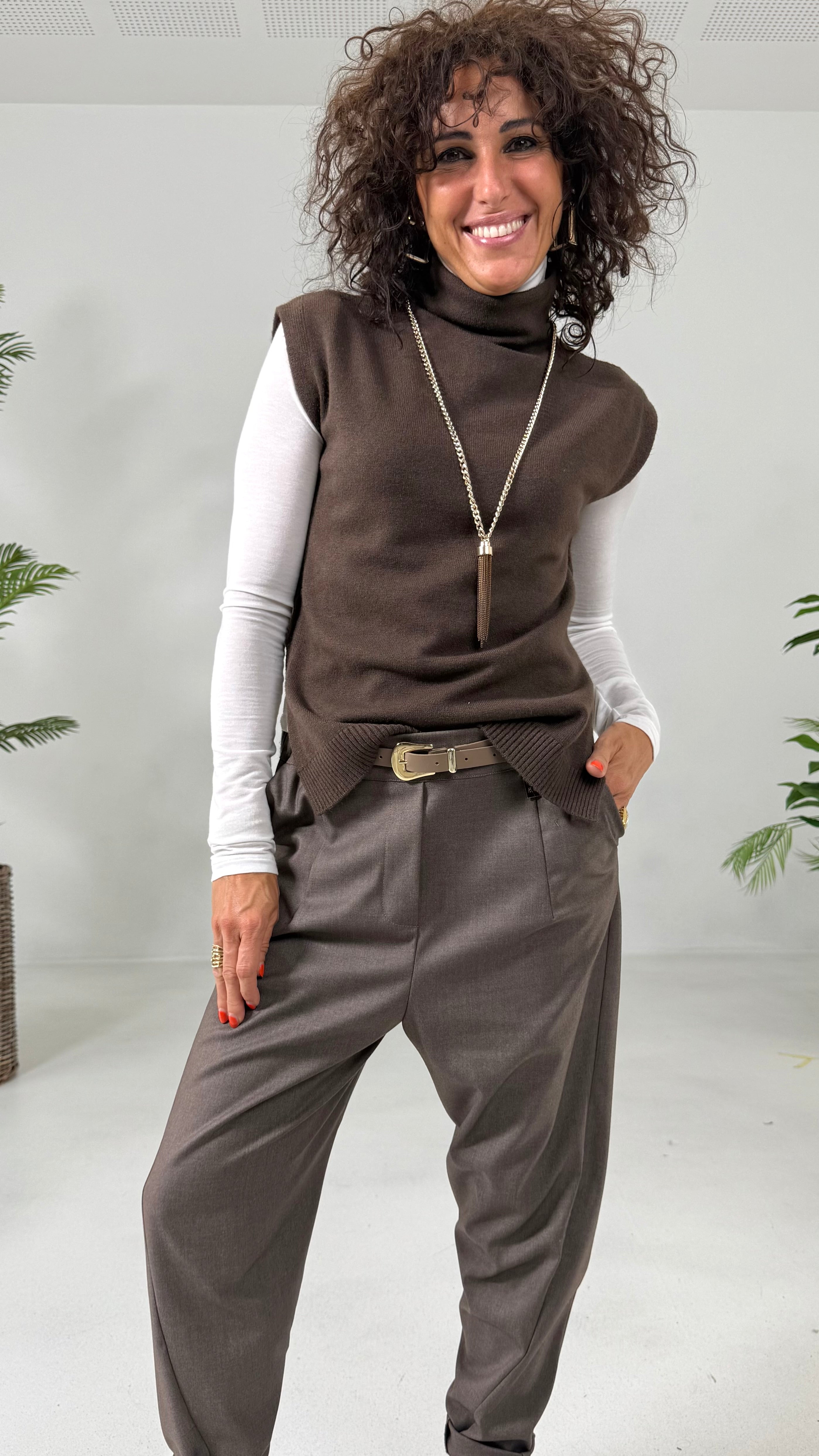 GILET COLLO ALTO IN CALDA VISCOSA