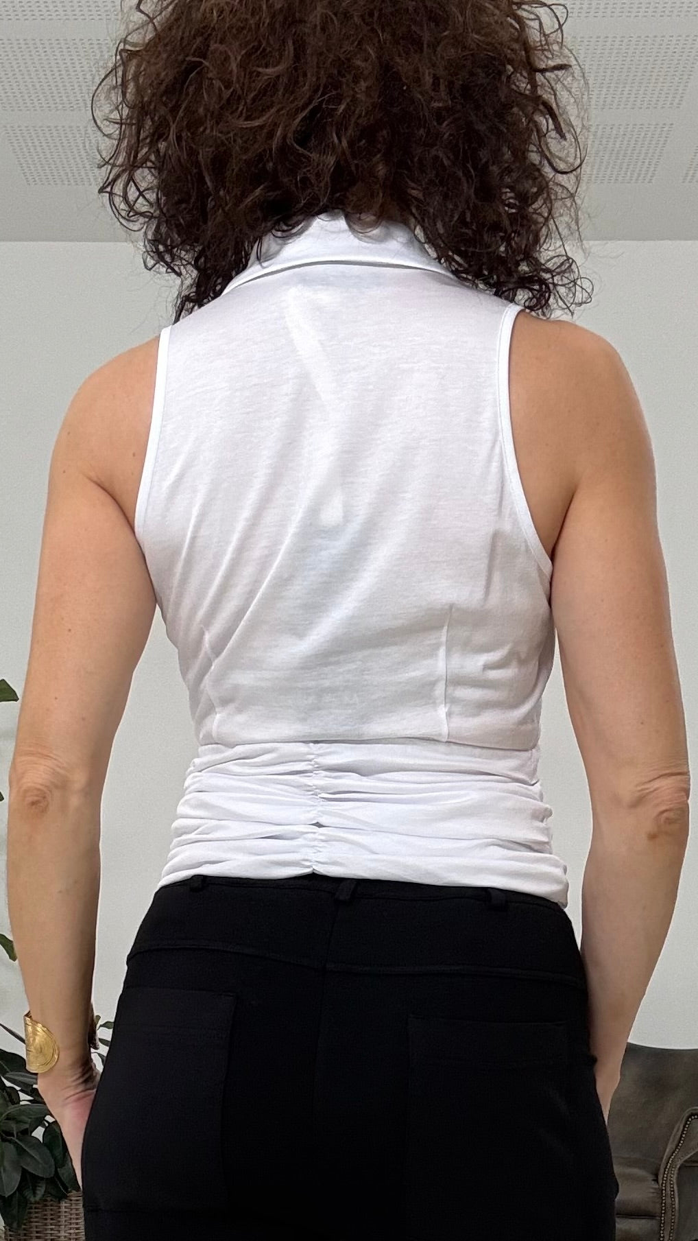 611 P25 BIANCO OTTICO CAMICIA BUSTINO CON COLLO AMERICANA IN COTONE MODAL