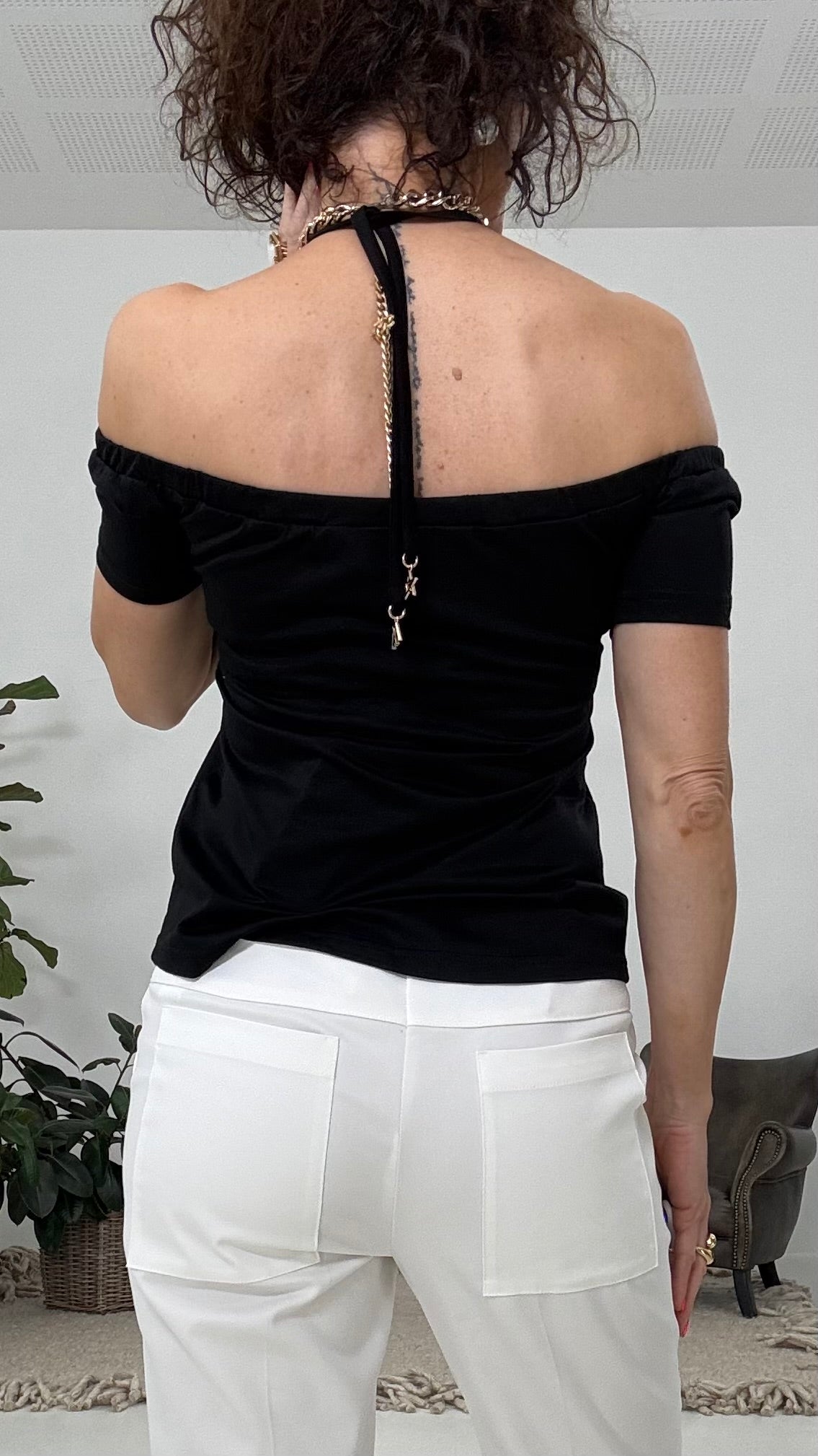 608 P25 NERO SHIFFER CON LACCIO COLLO IN JERSEY COTONE MODAL