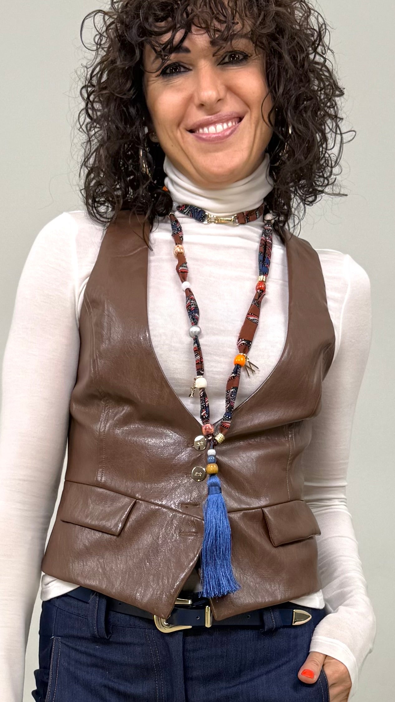 COLLANA IN VISCOSA FANTASIA PERLINE E NAPPA