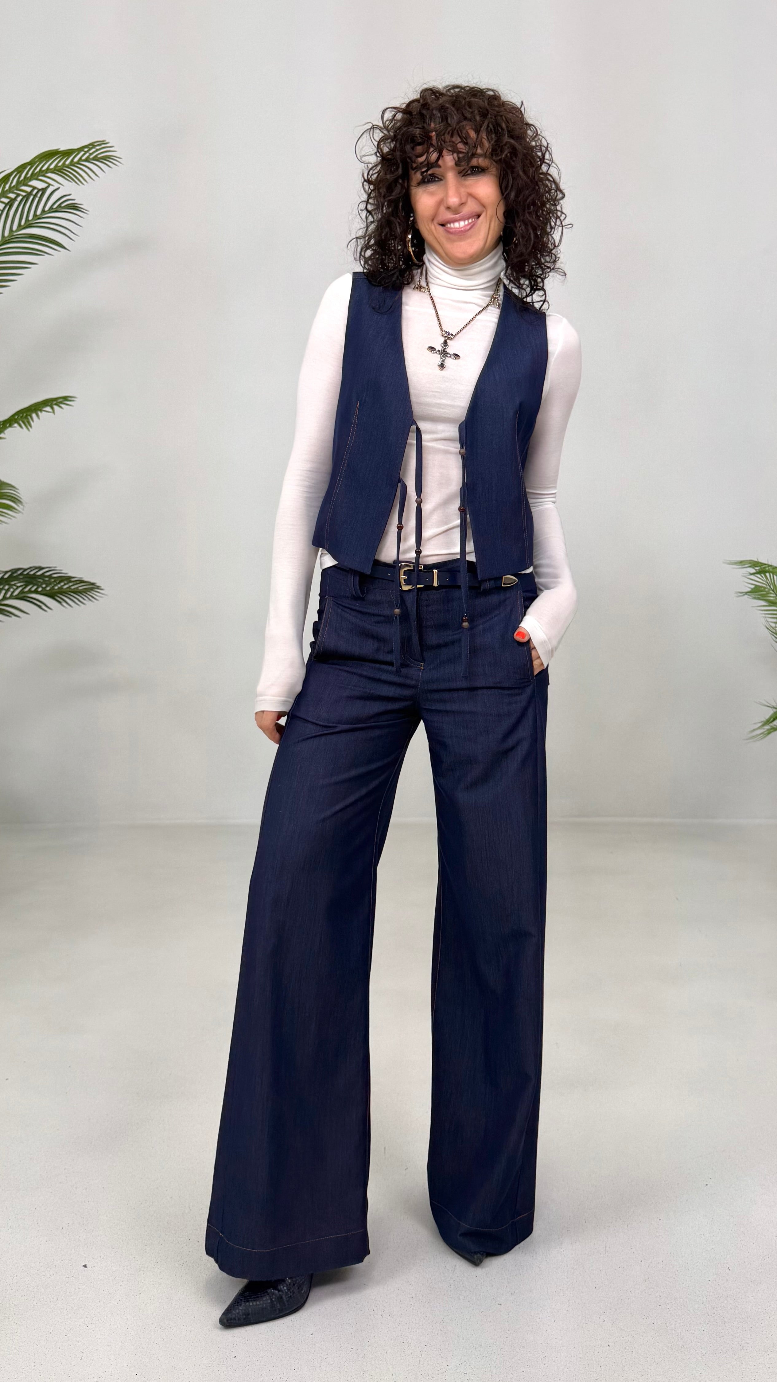 COLLANA CROCE 6 CM PIETRE GOCCIA