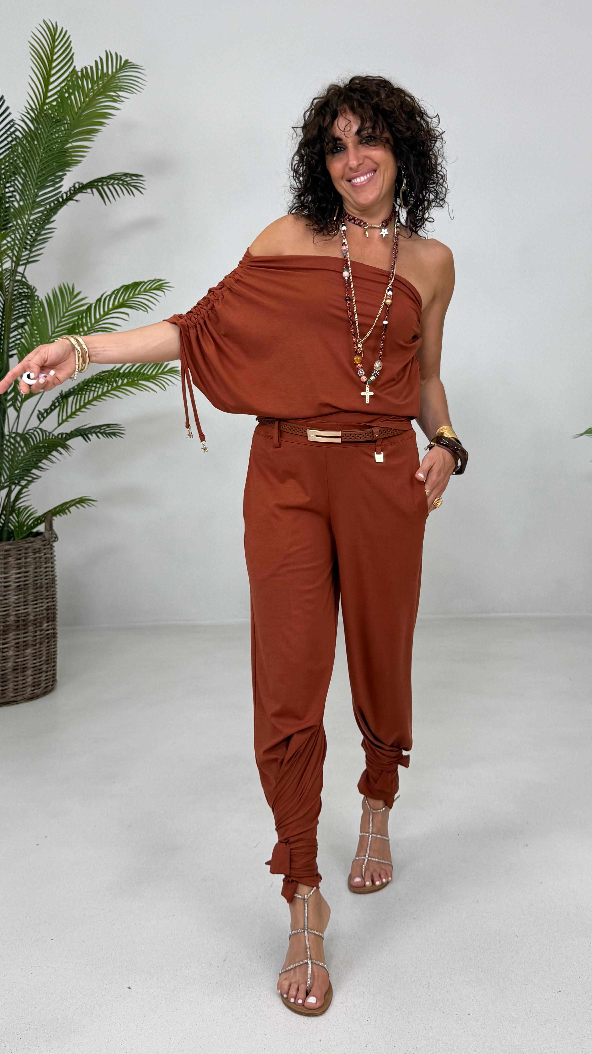 PANTALONE LACCI AL FONDO IN JERSEY LYOCELL ELASTICO