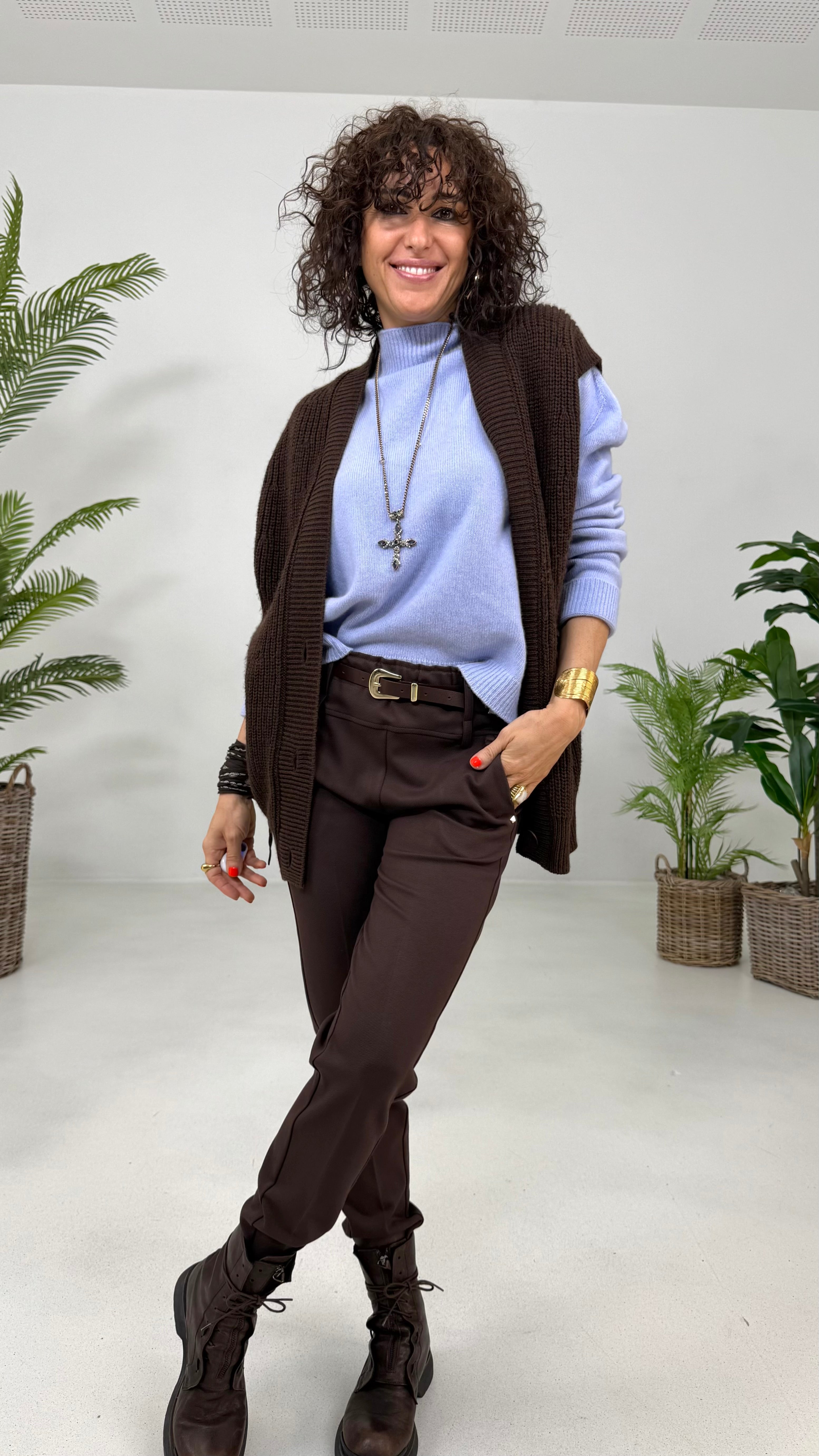 GILET LUNGO IN MISTO LANA E ALPACA