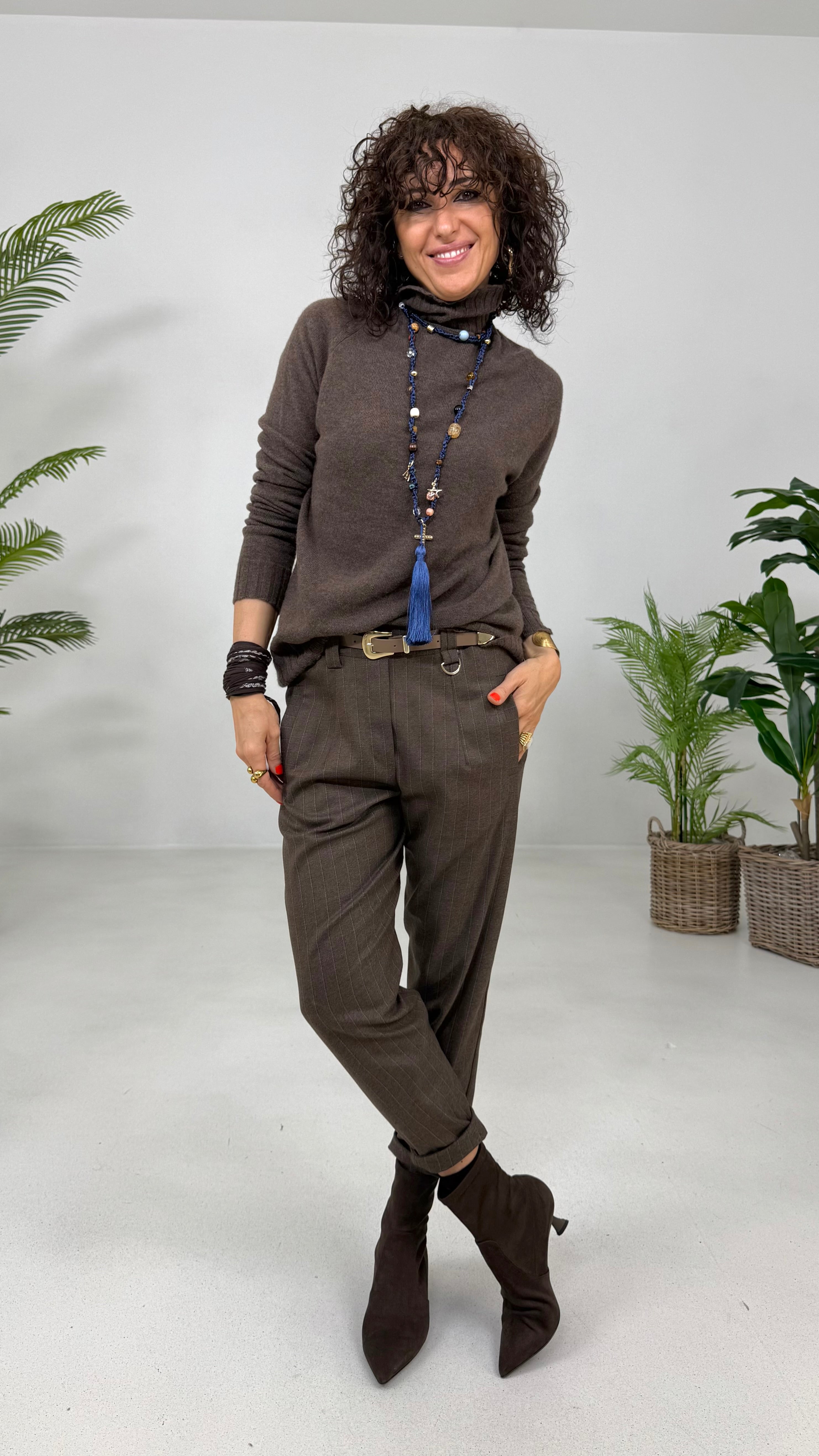 MAGLIA BASIC COLLO ALTO IN MISTO CASHMERE