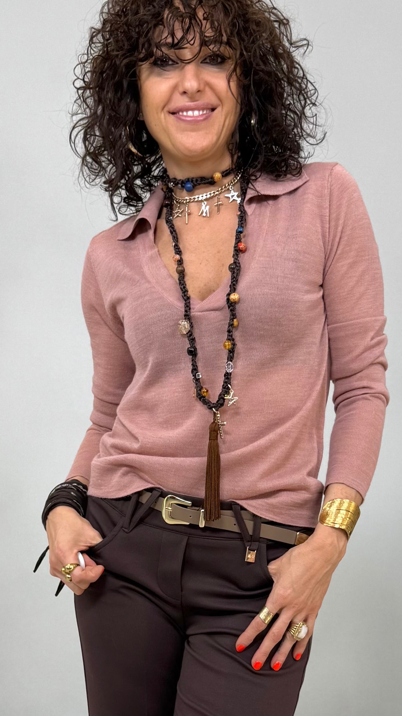 COLLANA UNCINETTO CON PIETRE E NAPPA