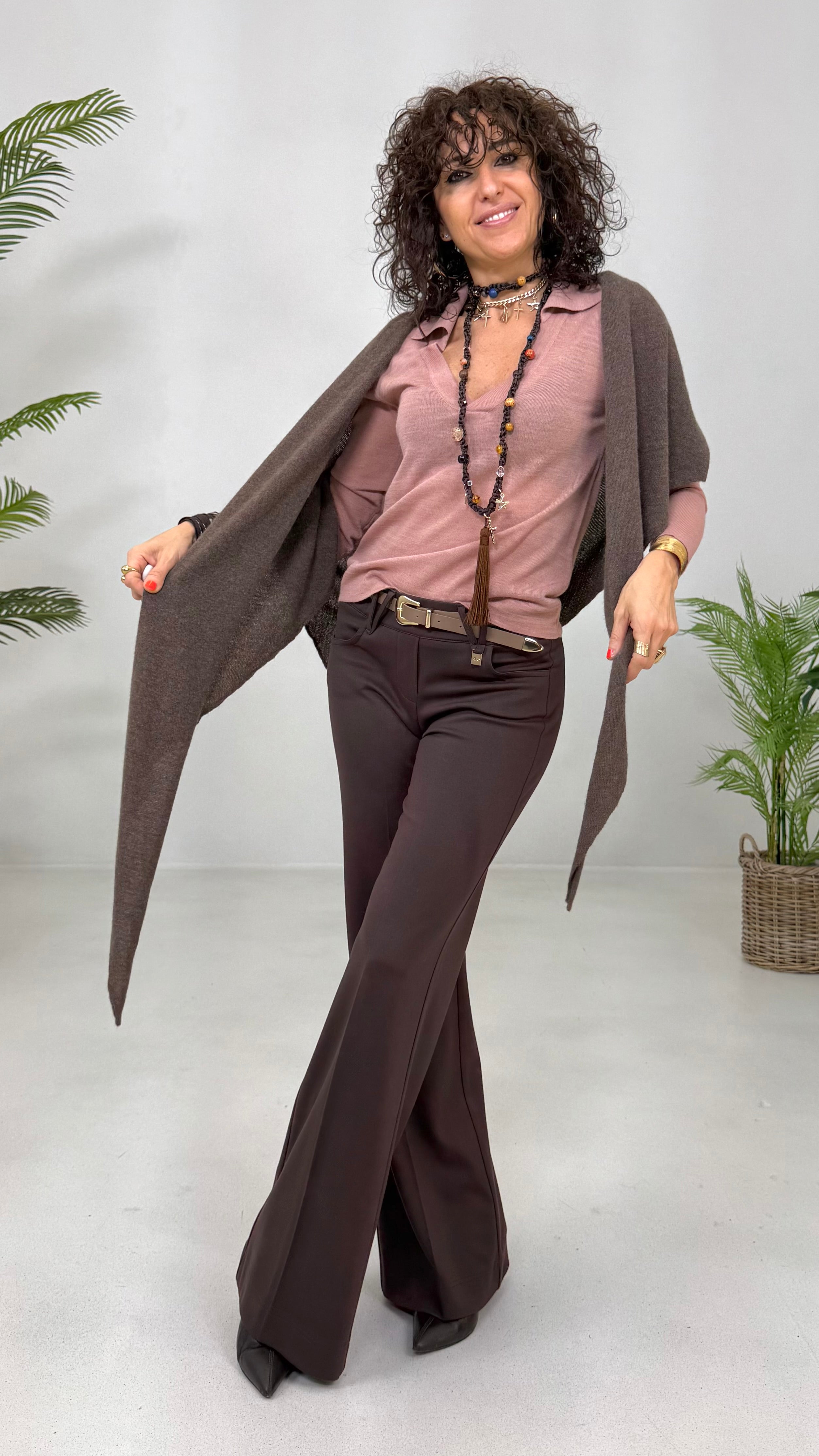 SCIARPA MANTELLA TRIANGOLARE IN MISTO CASHMERE