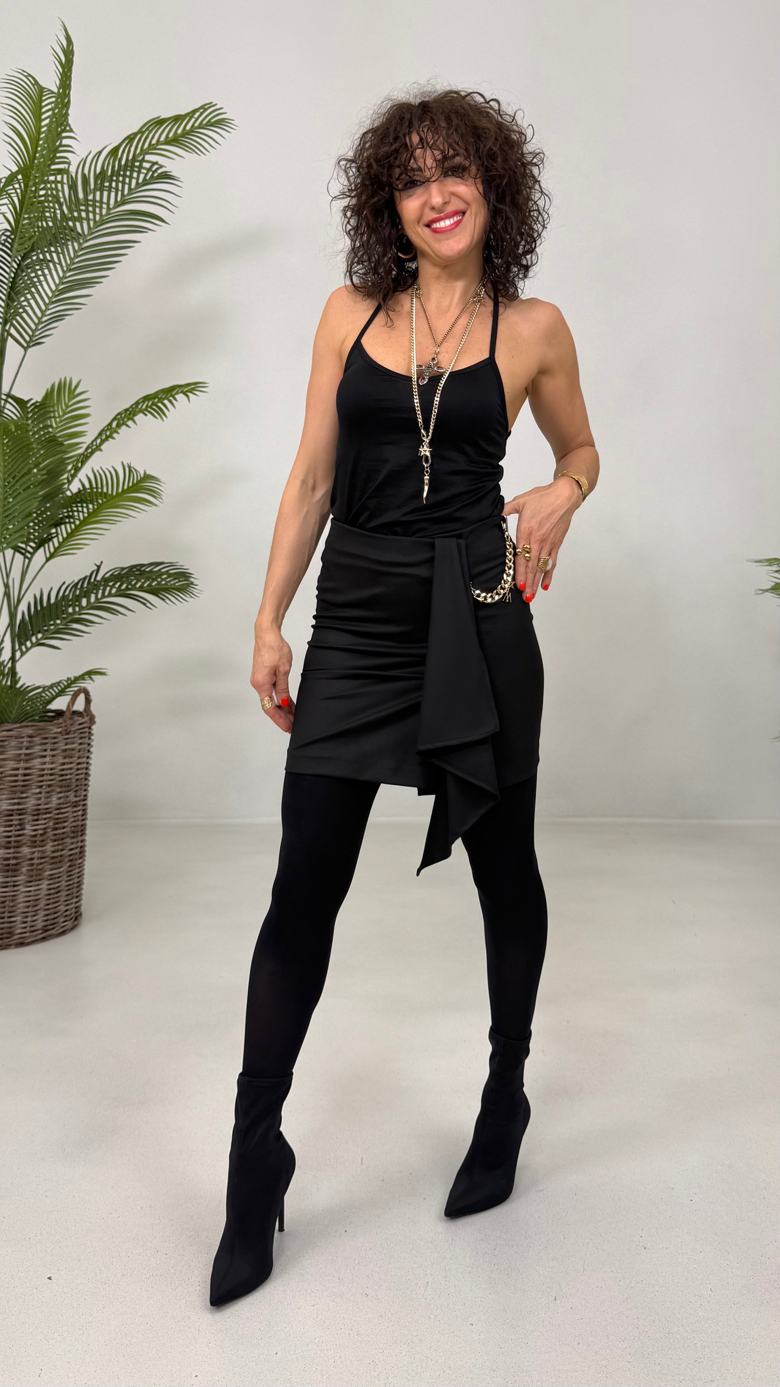 GONNA IN FLANELLA CARDATA CON PIEGONE DAVANTI