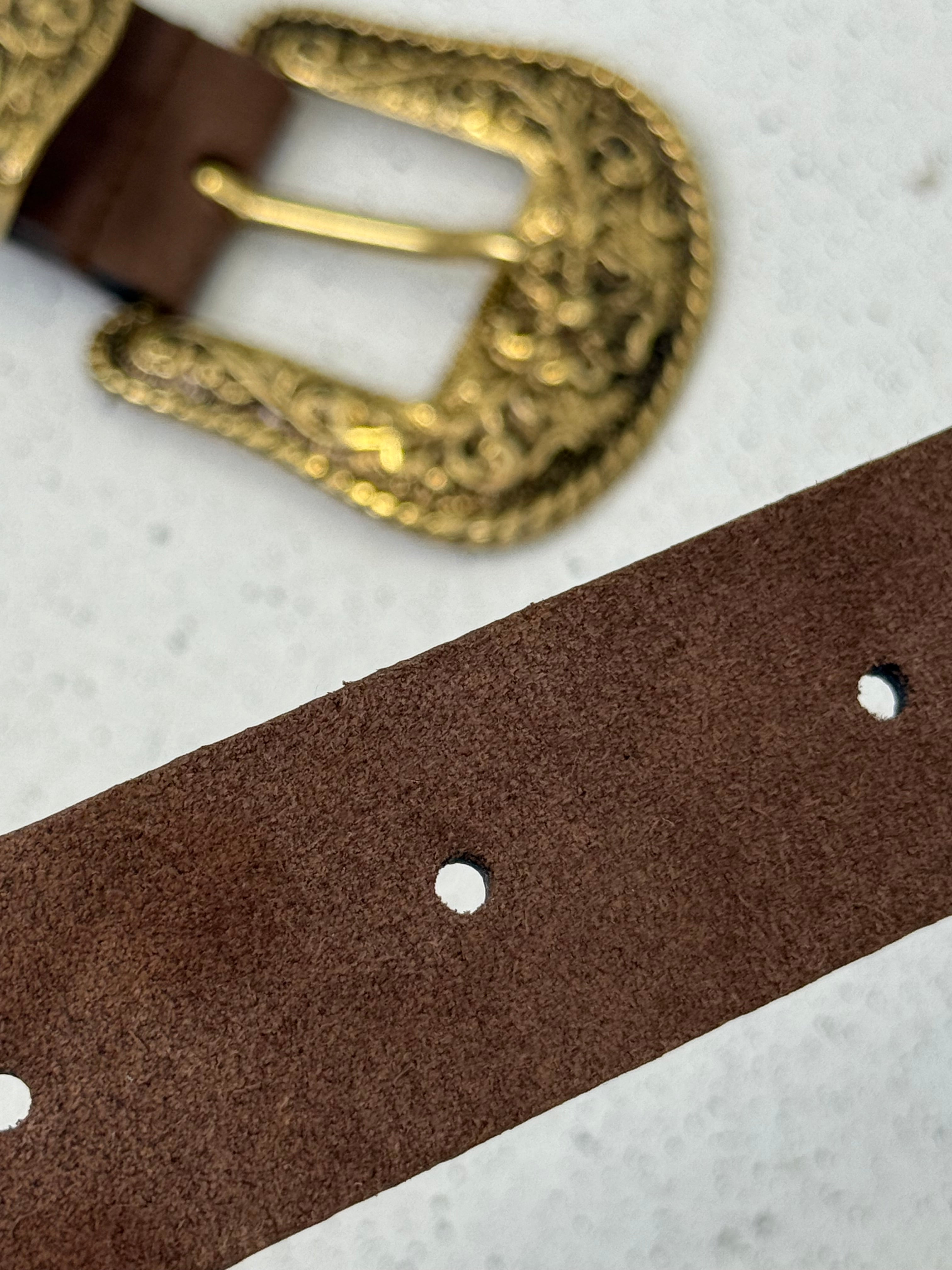 CINTURA TRITTICO ORO VECCHIO IN CAMOSCIO