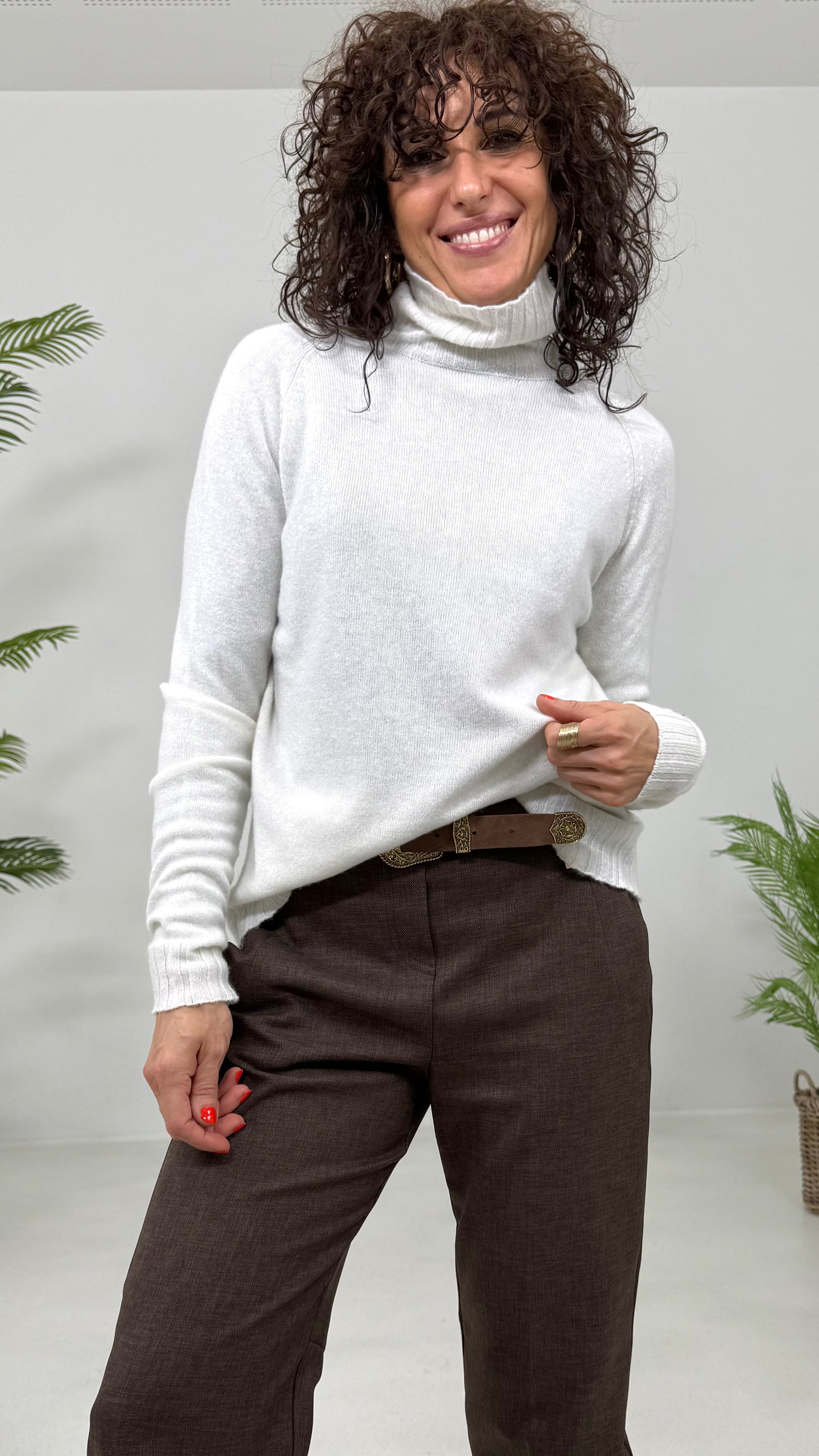 MAGLIA BASIC COLLO ALTO IN MISTO CASHMERE