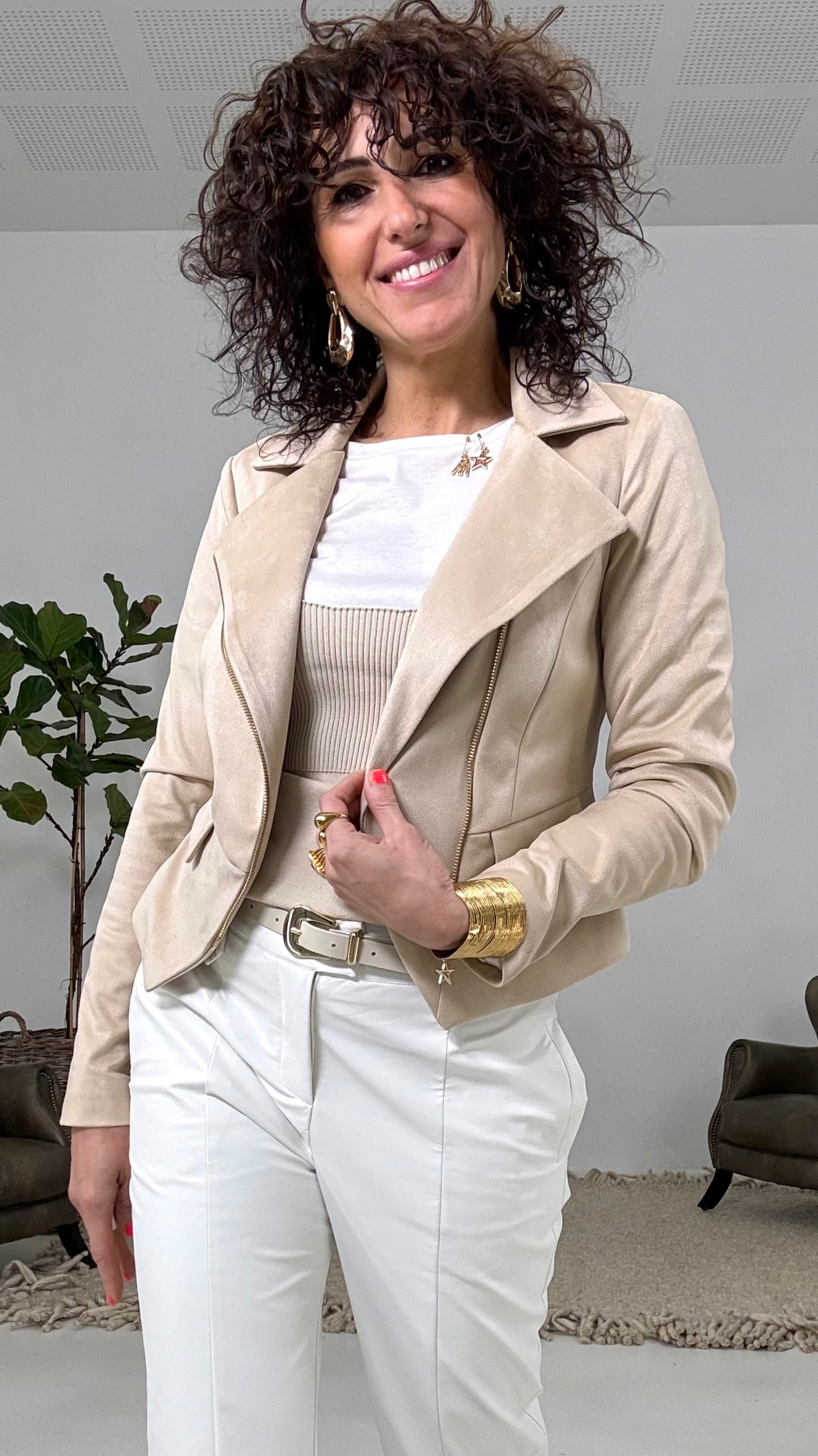 510 P25 BEIGE CHIODO IN DAINETTO ELASTICO