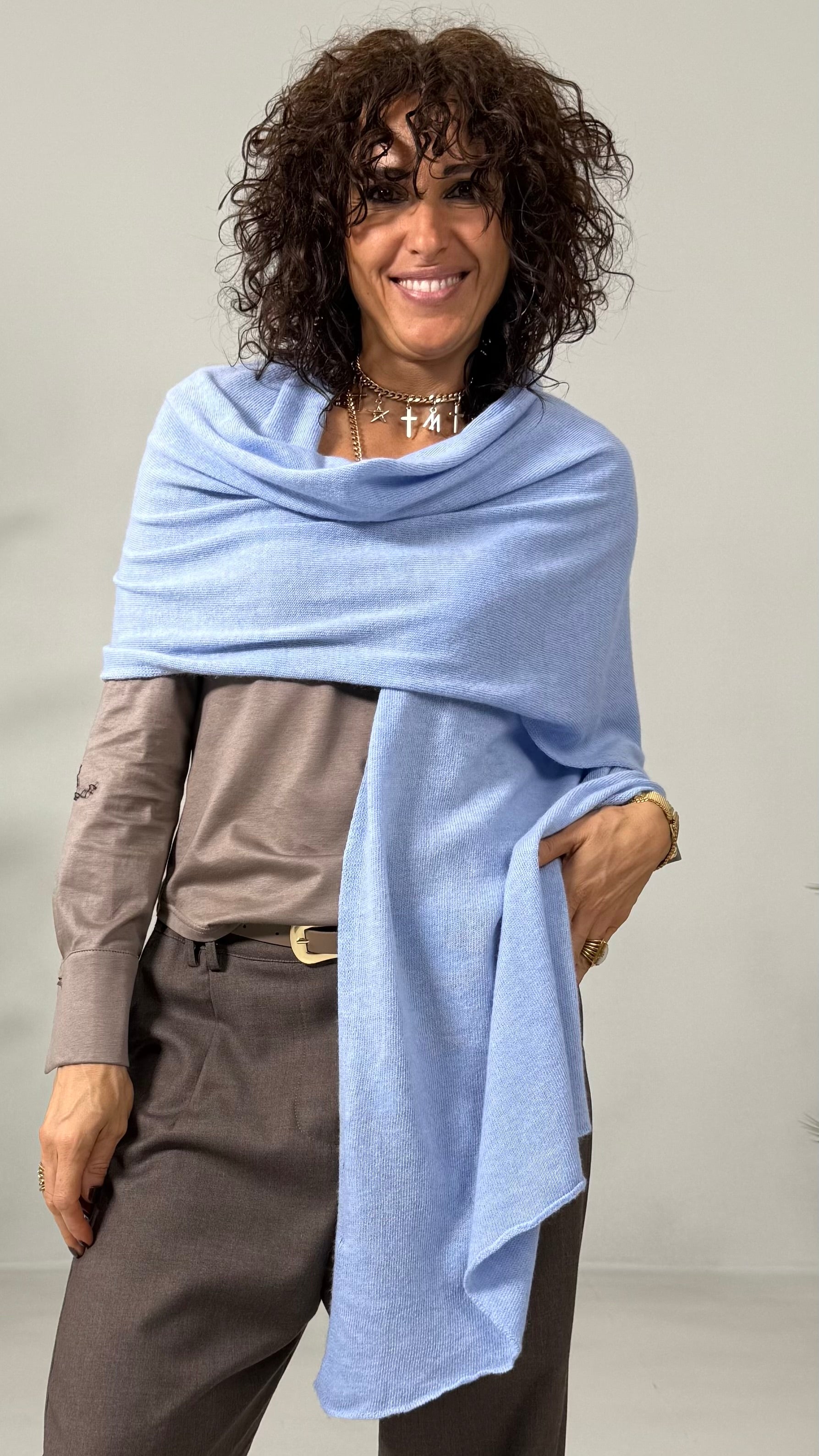SCIARPA MANTELLA RETTANGOLARE IN MISTO CASHMERE