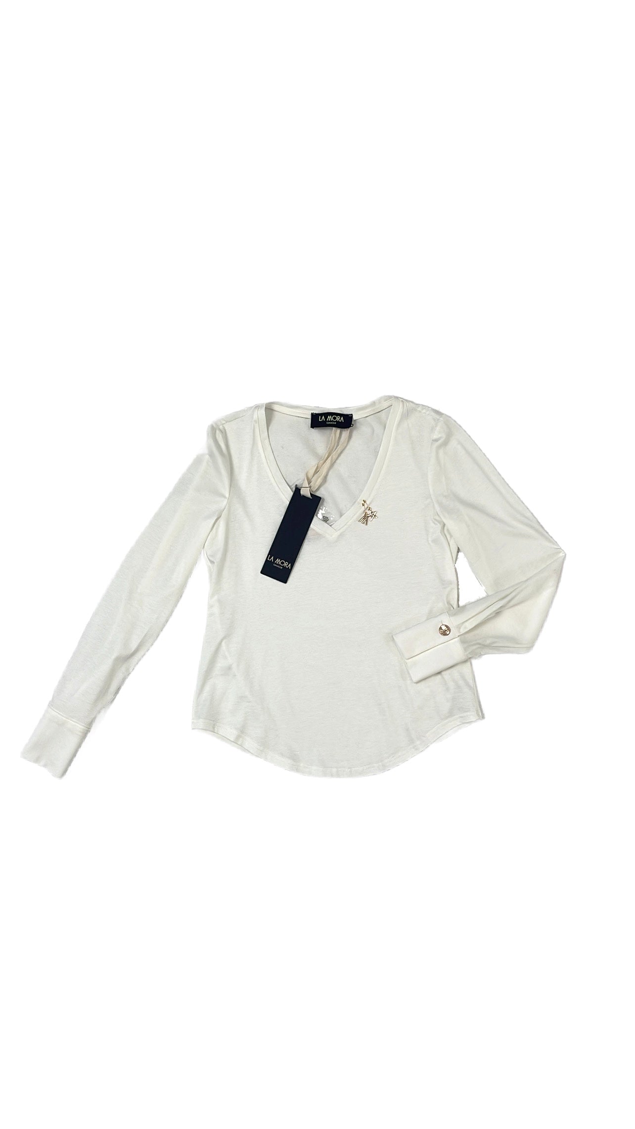 T-SHIRT BASICA CON SCOLLO A V IN JERSEY MODAL