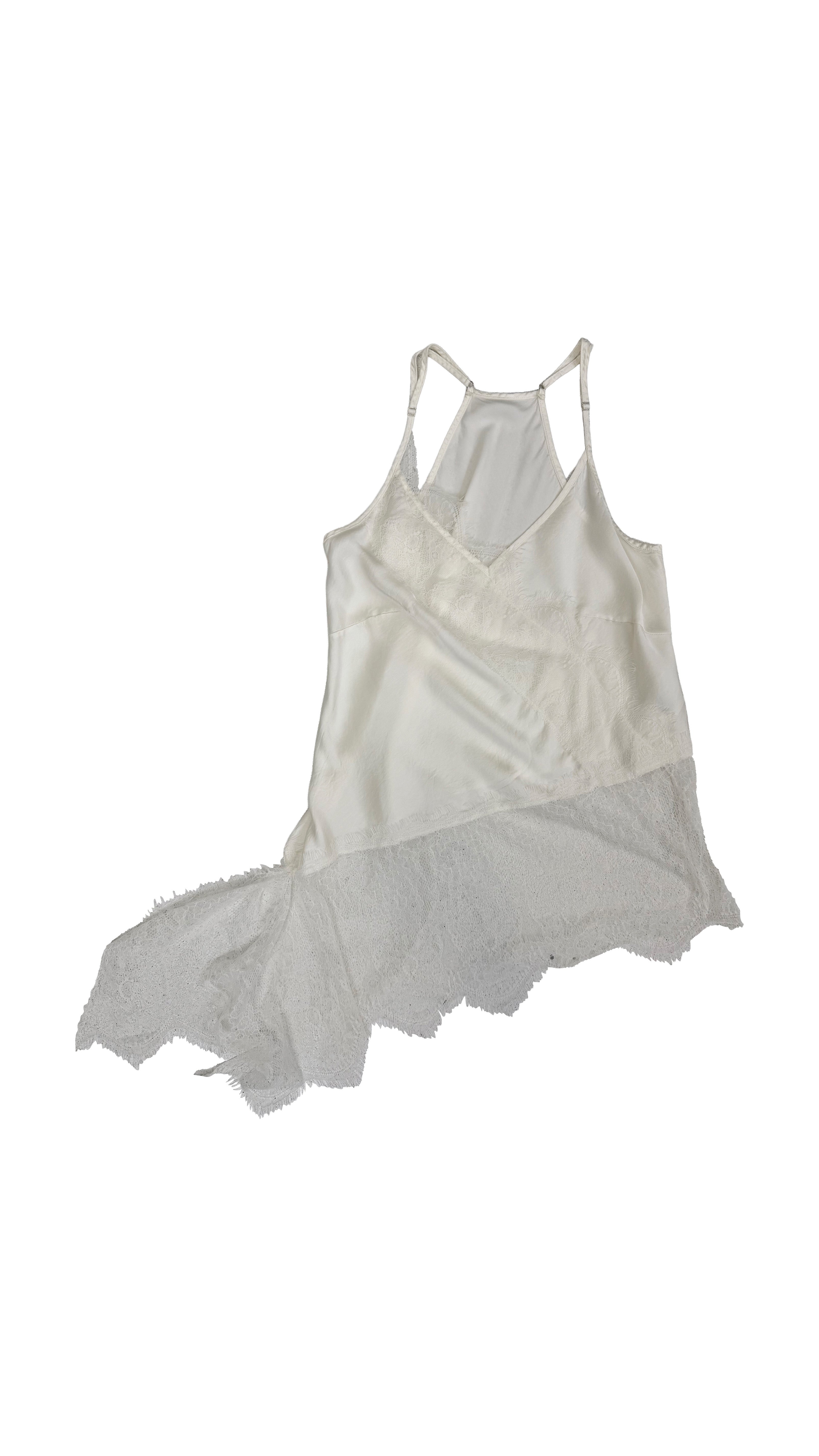 TOP ASIMMETRICO PIZZO IN TONO