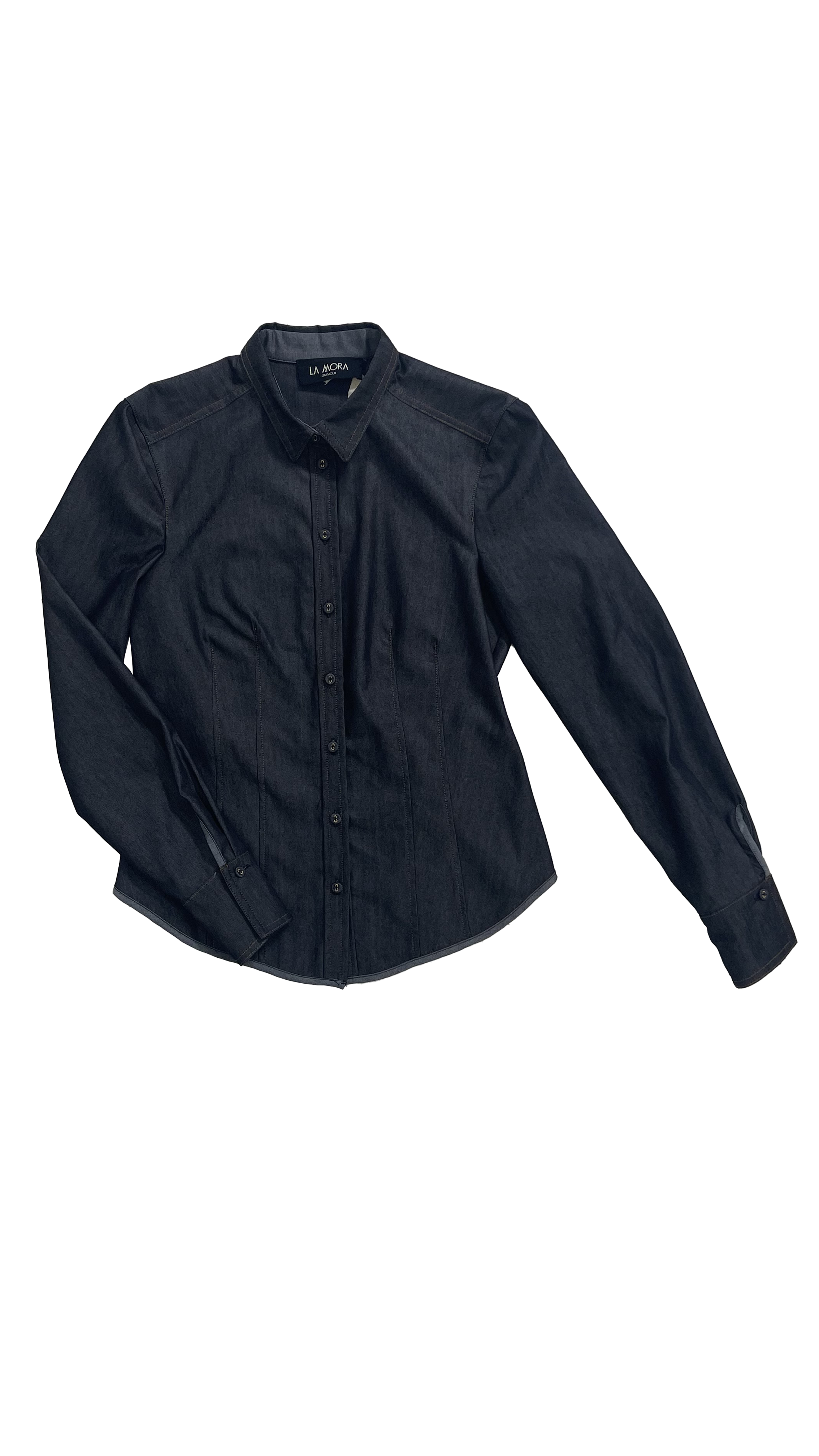 CAMICIA SFIANCATA IN JEANS LEGGERO CON IMPUNTURE