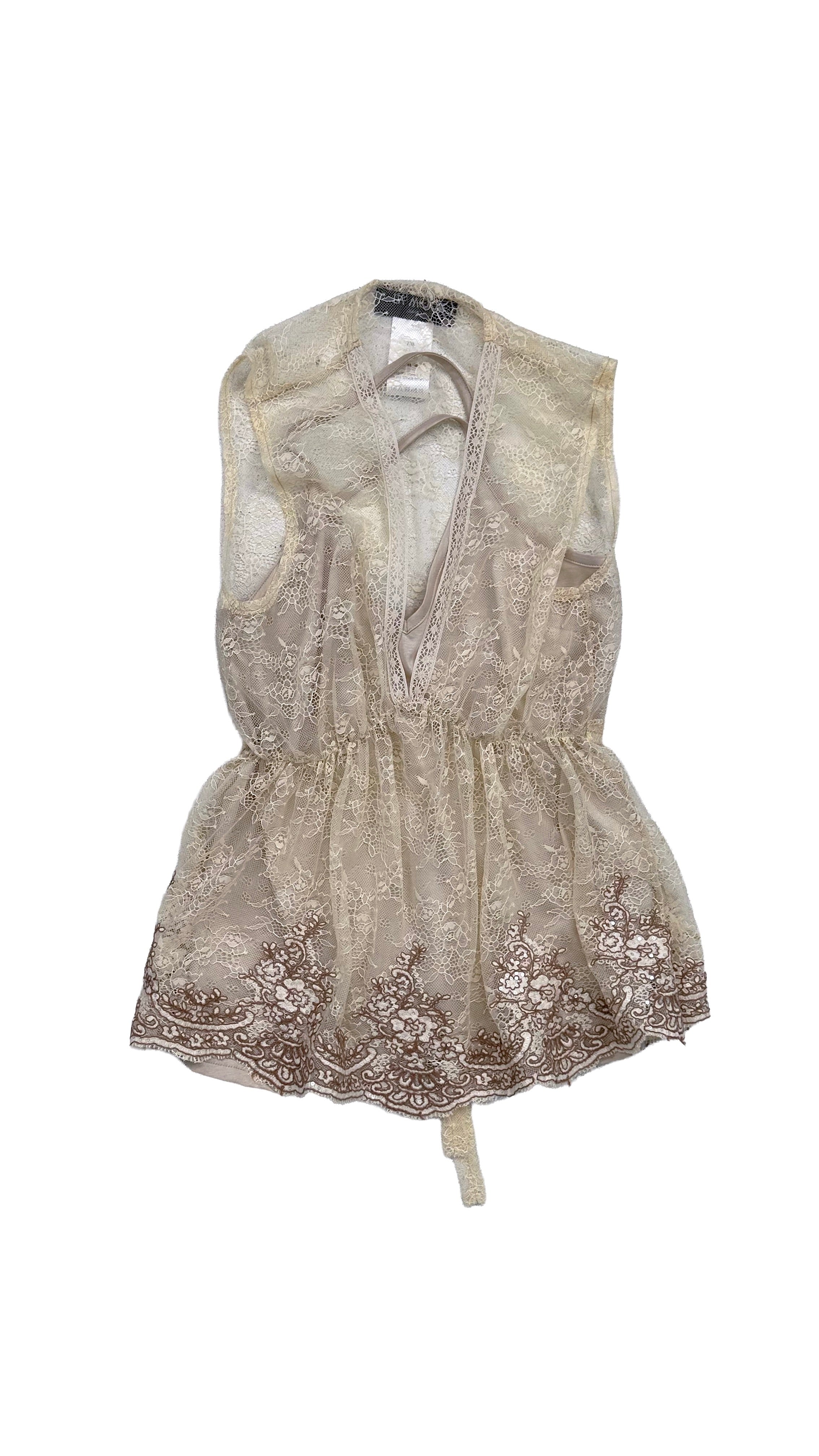 TWINSET TOP PIZZO RICAMATO PIU' TOP IN JERSEY MODAL