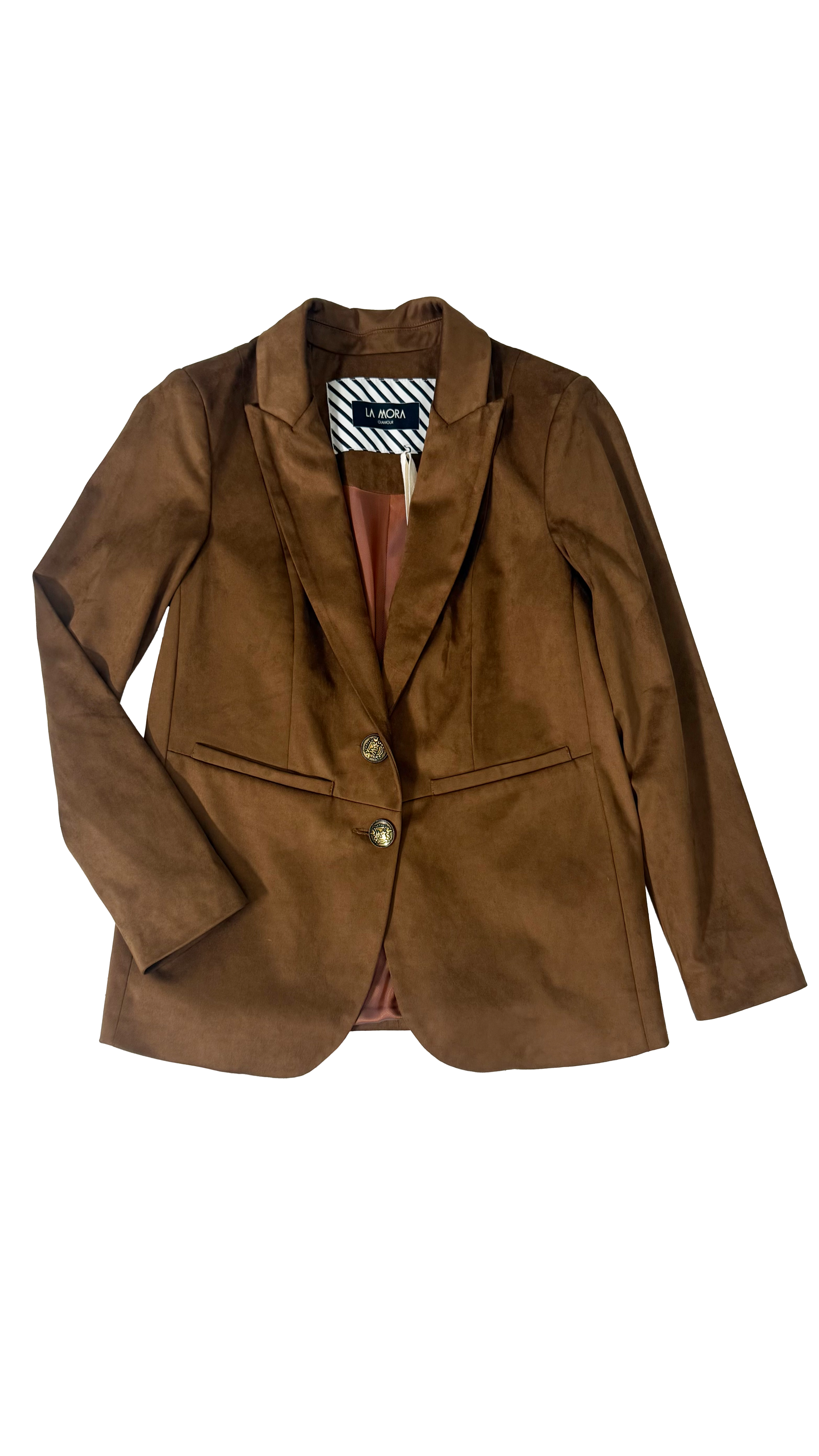 GIACCA BLAZER IN DAINETTO EFFETTO CAMOSCIO CON FODERA CANGIANTE